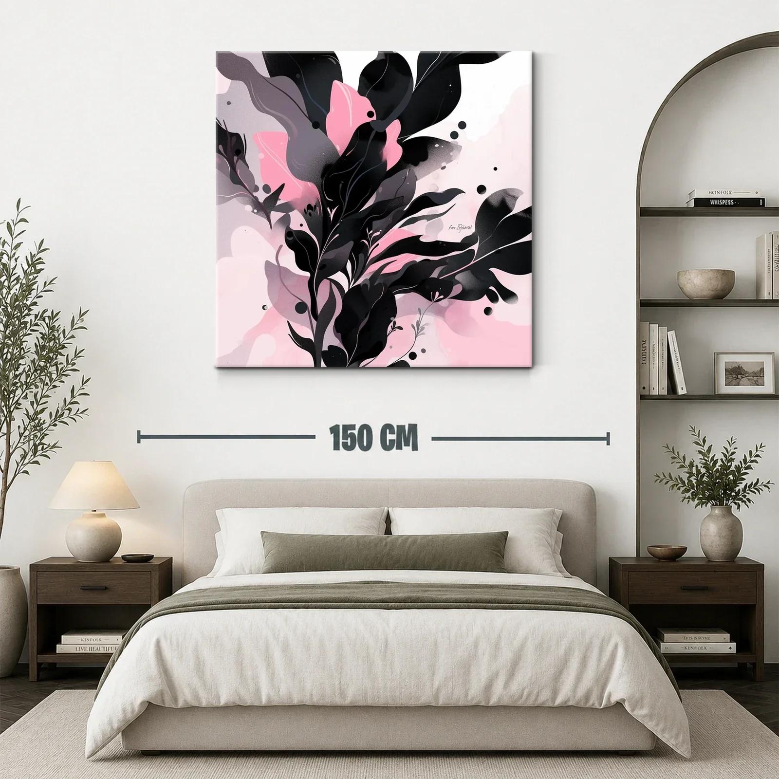 Composición abstracta de hojas en tonos rosas y negros — miniatura 3