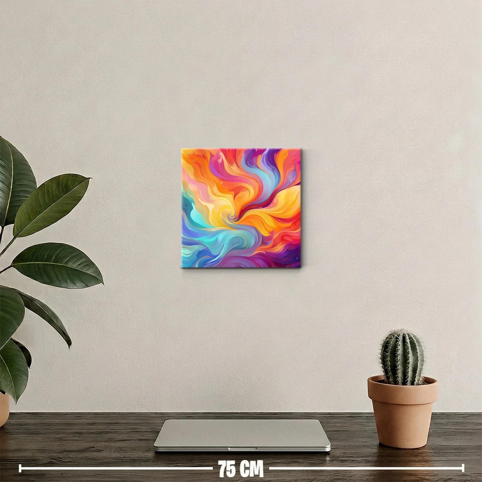 Cuadro abstracto con explosión de colores vibrantes y dinámicos — miniatura 2