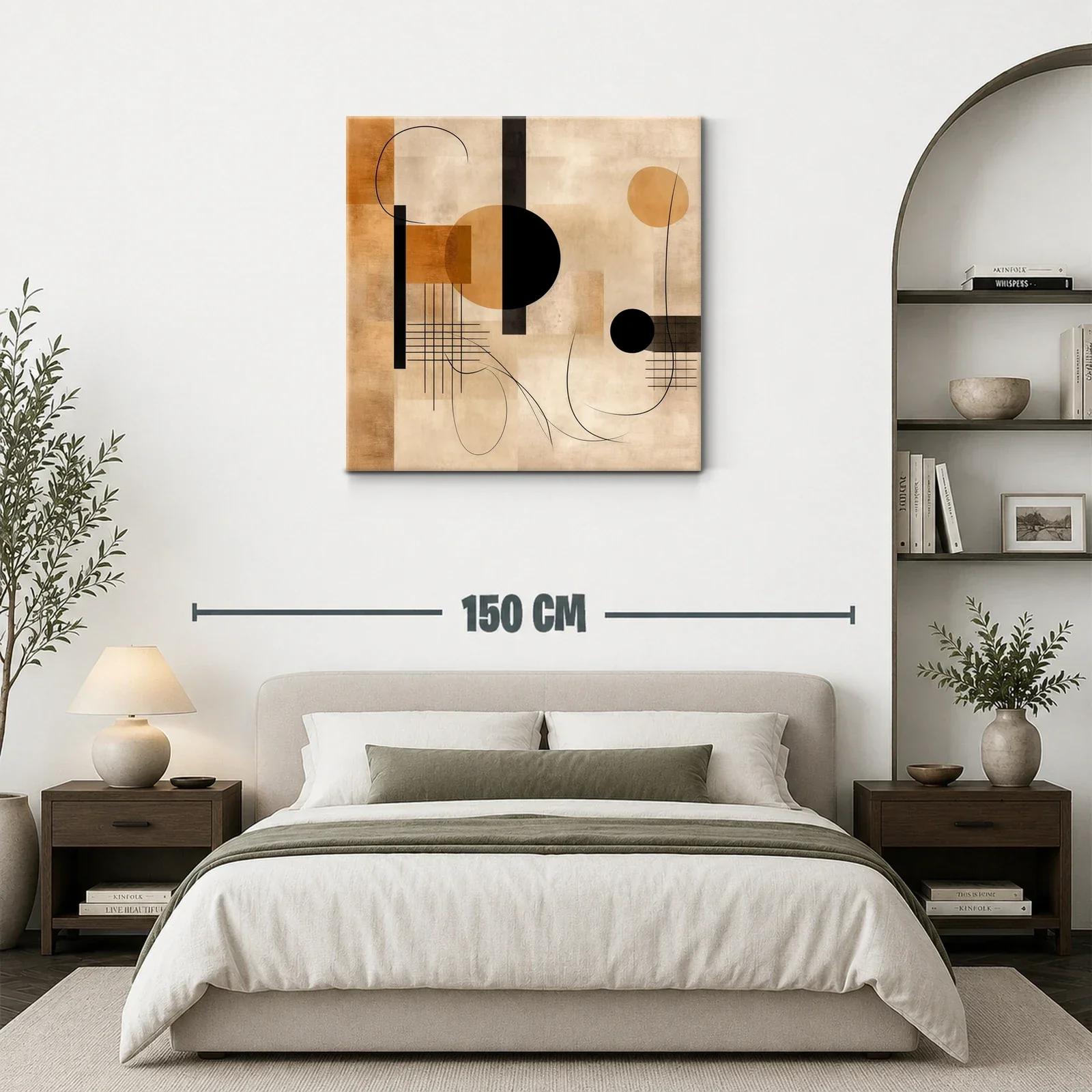 Cuadro abstracto con formas geométricas y tonos cálidos — miniatura 3