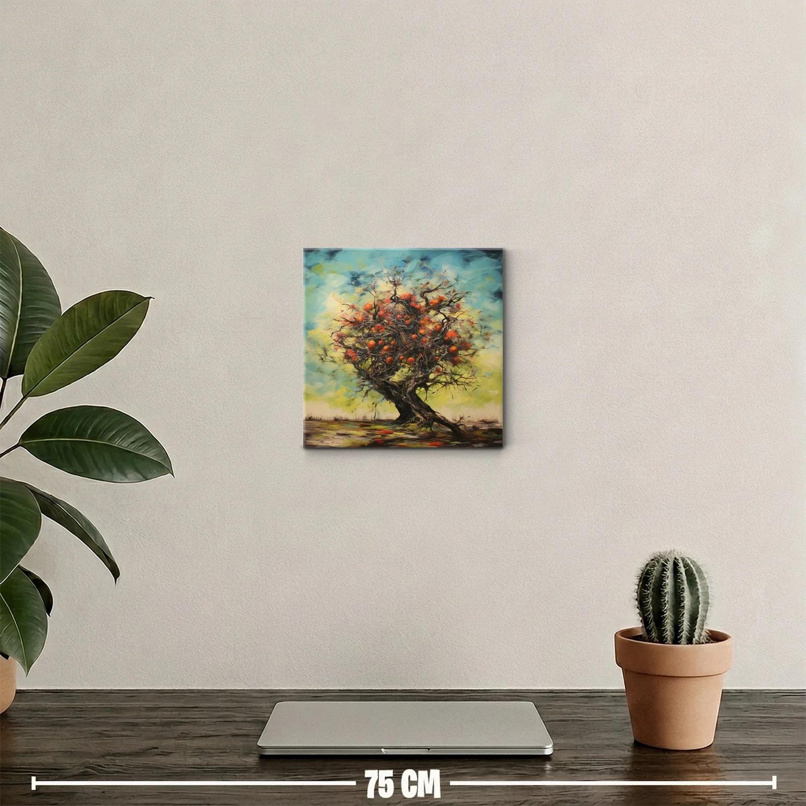 Árbol frutal con vibrantes tonos de naranja y azul — miniatura 2