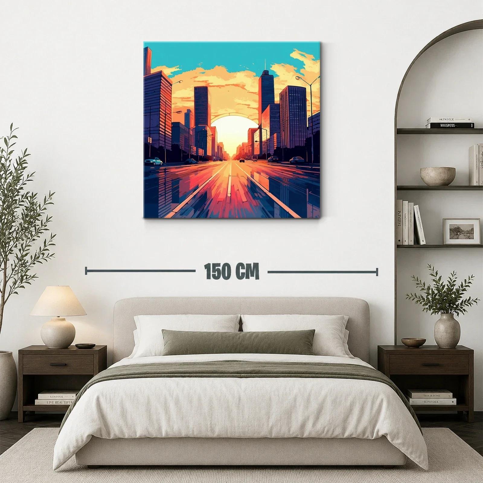 Atardecer urbano con reflejos vibrantes en la ciudad — miniatura 3