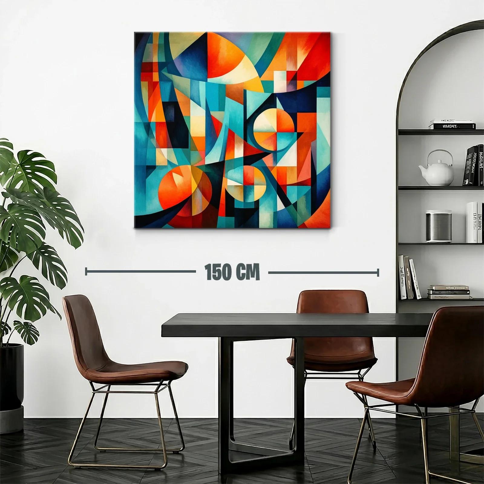 Composición abstracta en tonos cálidos y fríos vibrantes — miniatura 2