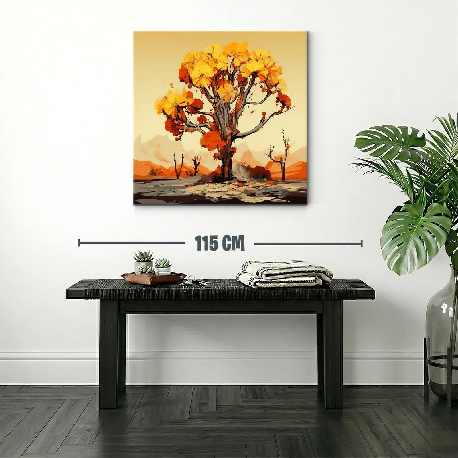 Árbol de tonos cálidos en paisaje abstracto vibrante — miniatura 2
