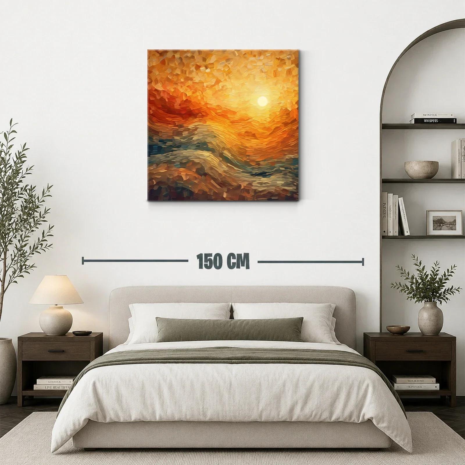 Cuadro abstracto con tonos cálidos y formas onduladas — miniatura 3