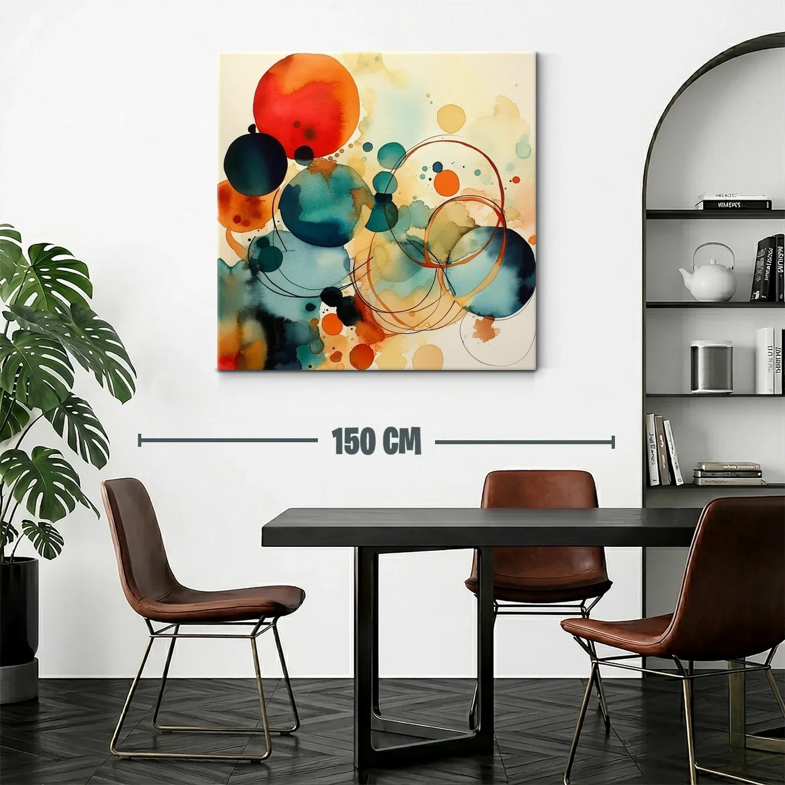 Composición abstracta con círculos en tonos cálidos y fríos — miniatura 2