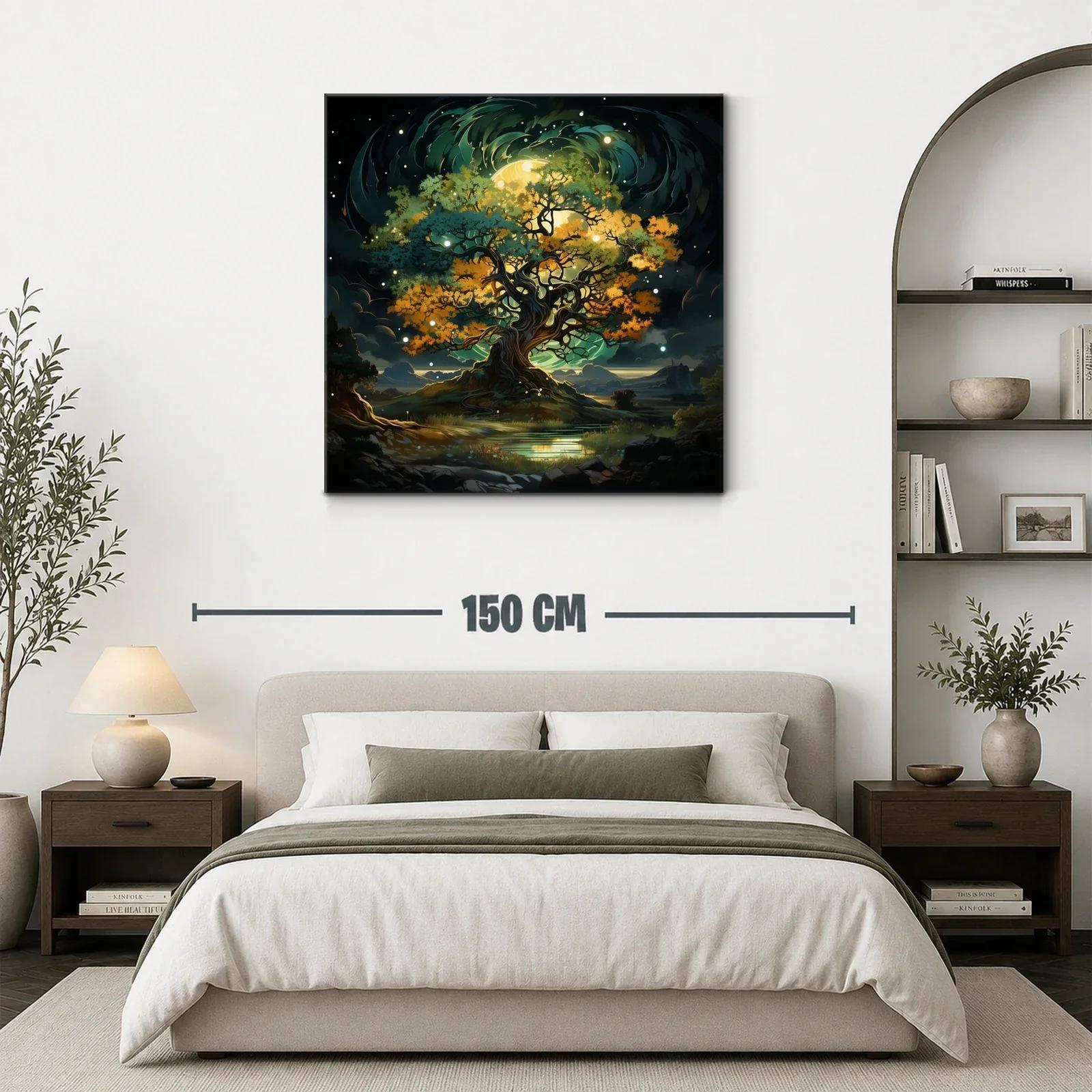 Árbol mágico iluminado en paisaje nocturno fascinante — miniatura 3