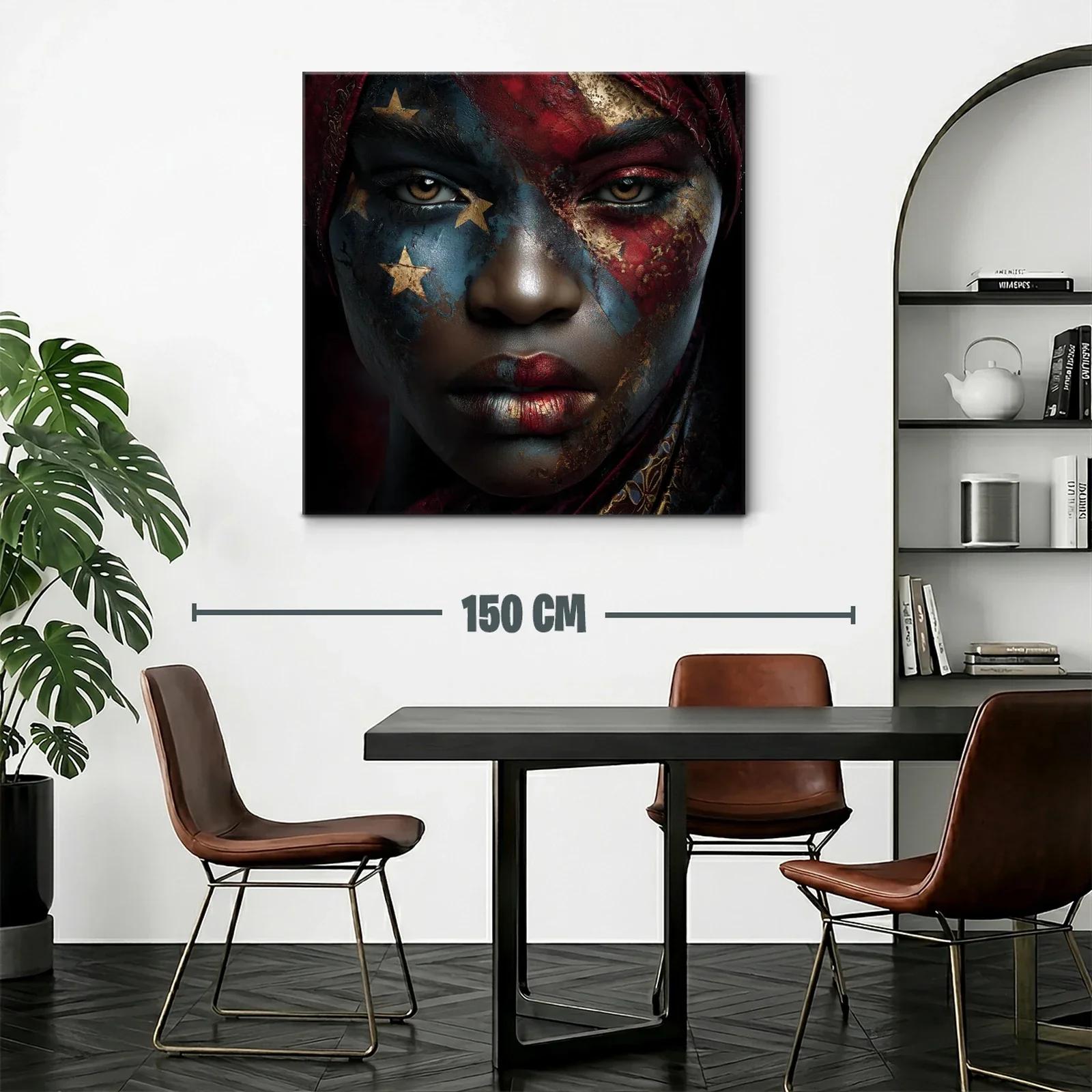Rostro expresivo con pintura facial en tonos rojizos y dorados — miniatura 2
