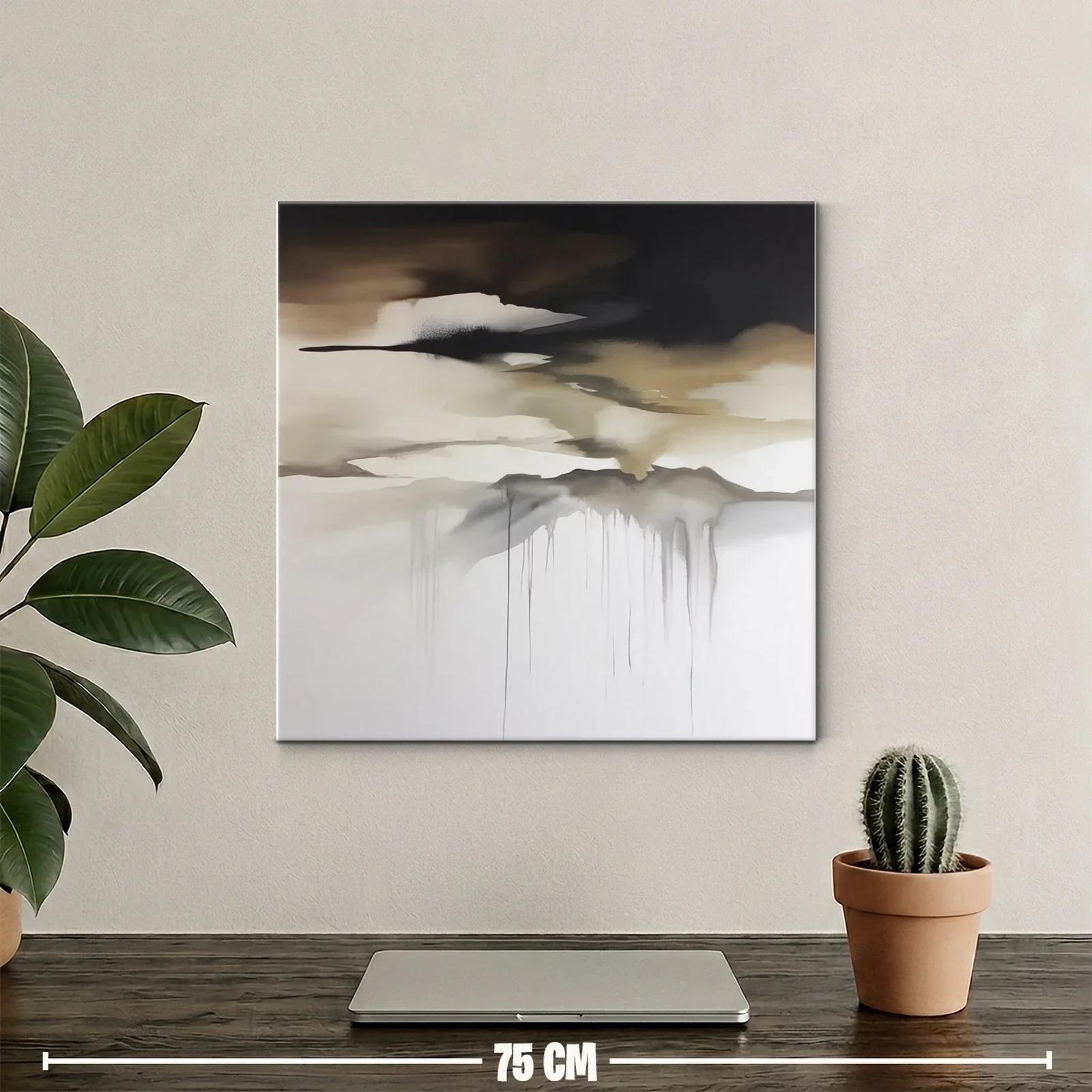 Cuadro abstracto con tonos tierra y grises suaves — miniatura 2