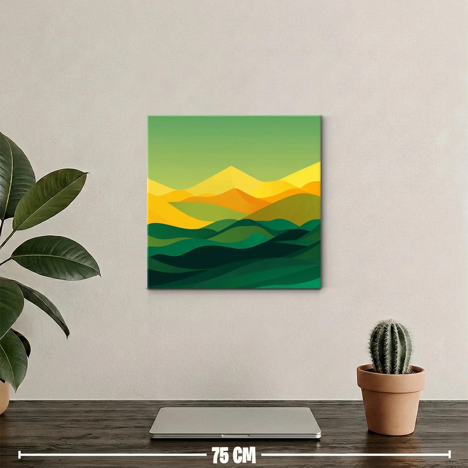 Paisaje abstracto en tonos verdes y amarillos cálidos — miniatura 2