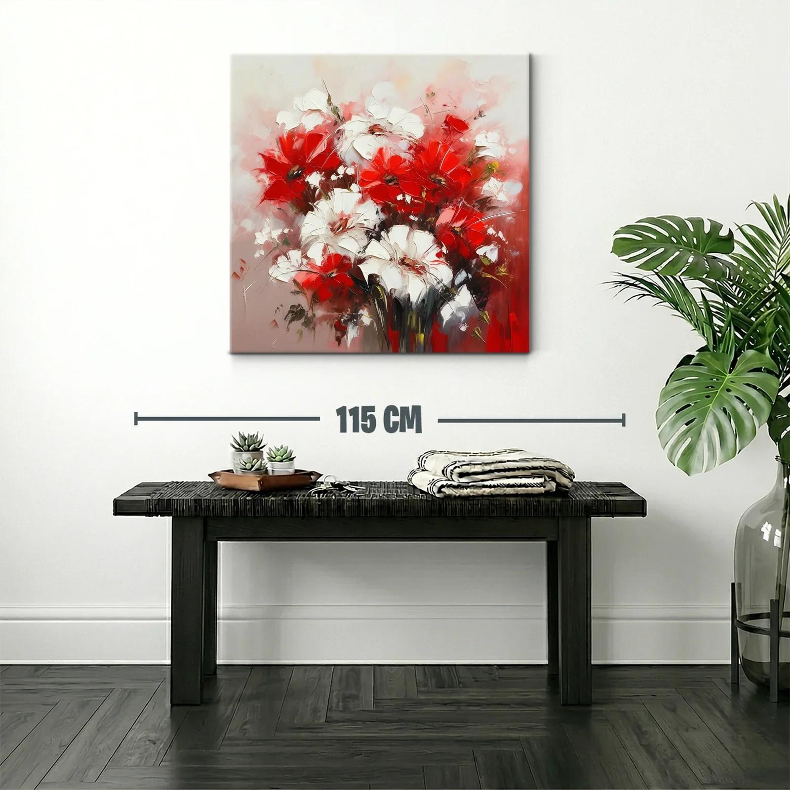 Flores vibrantes en rojo y blanco con fondo suave — miniatura 2