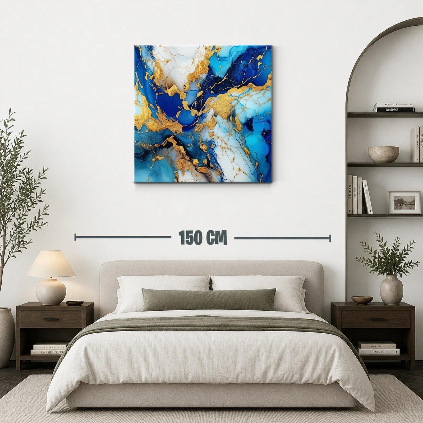 Composición abstracta en azul y dorado vibrante — miniatura 3