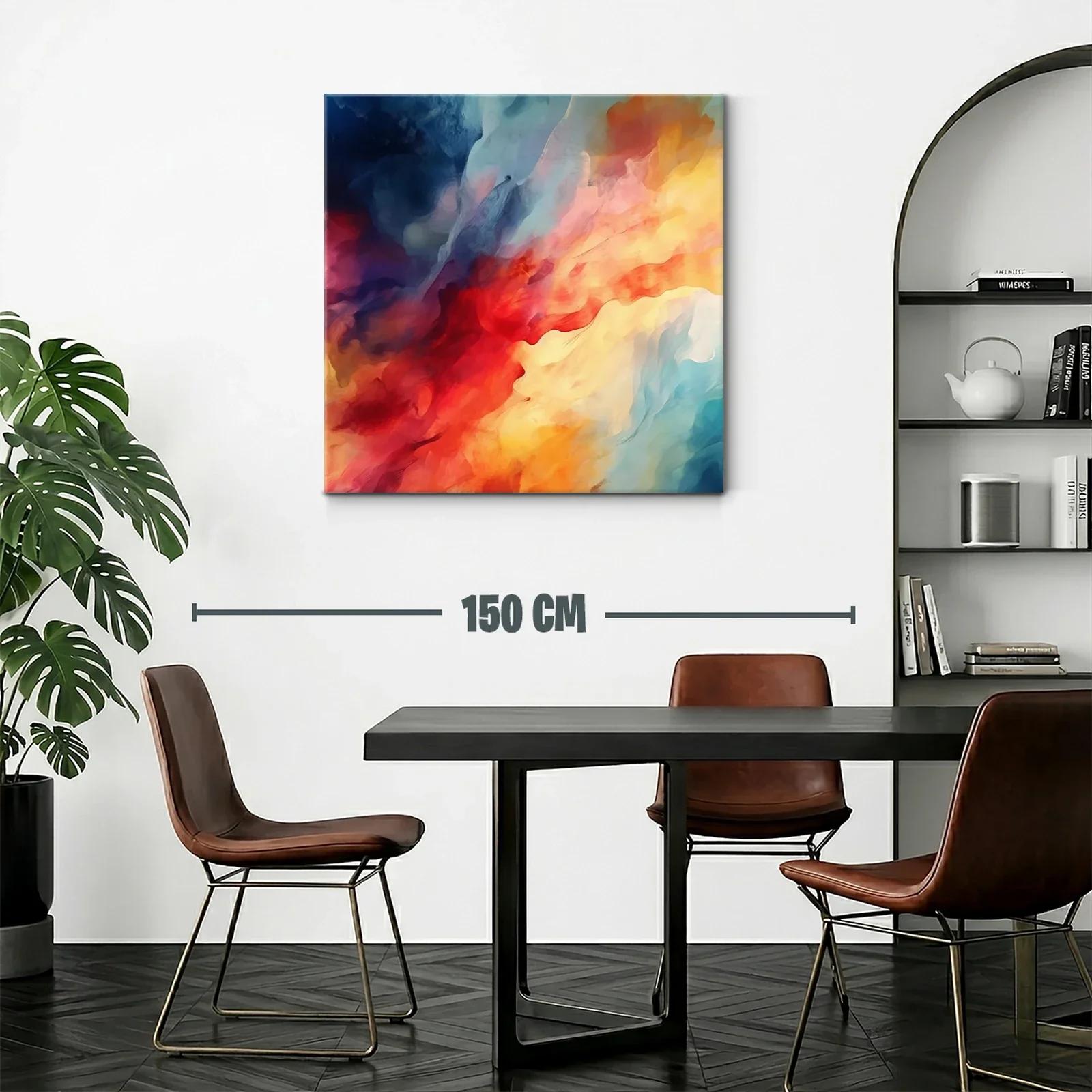 Cuadro abstracto con vibrantes tonos cálidos y fríos — miniatura 2