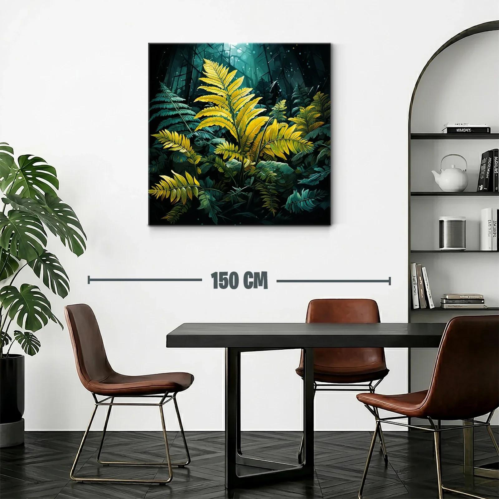 Hojas amarillas destacadas en selva oscura y luminosa — miniatura 2