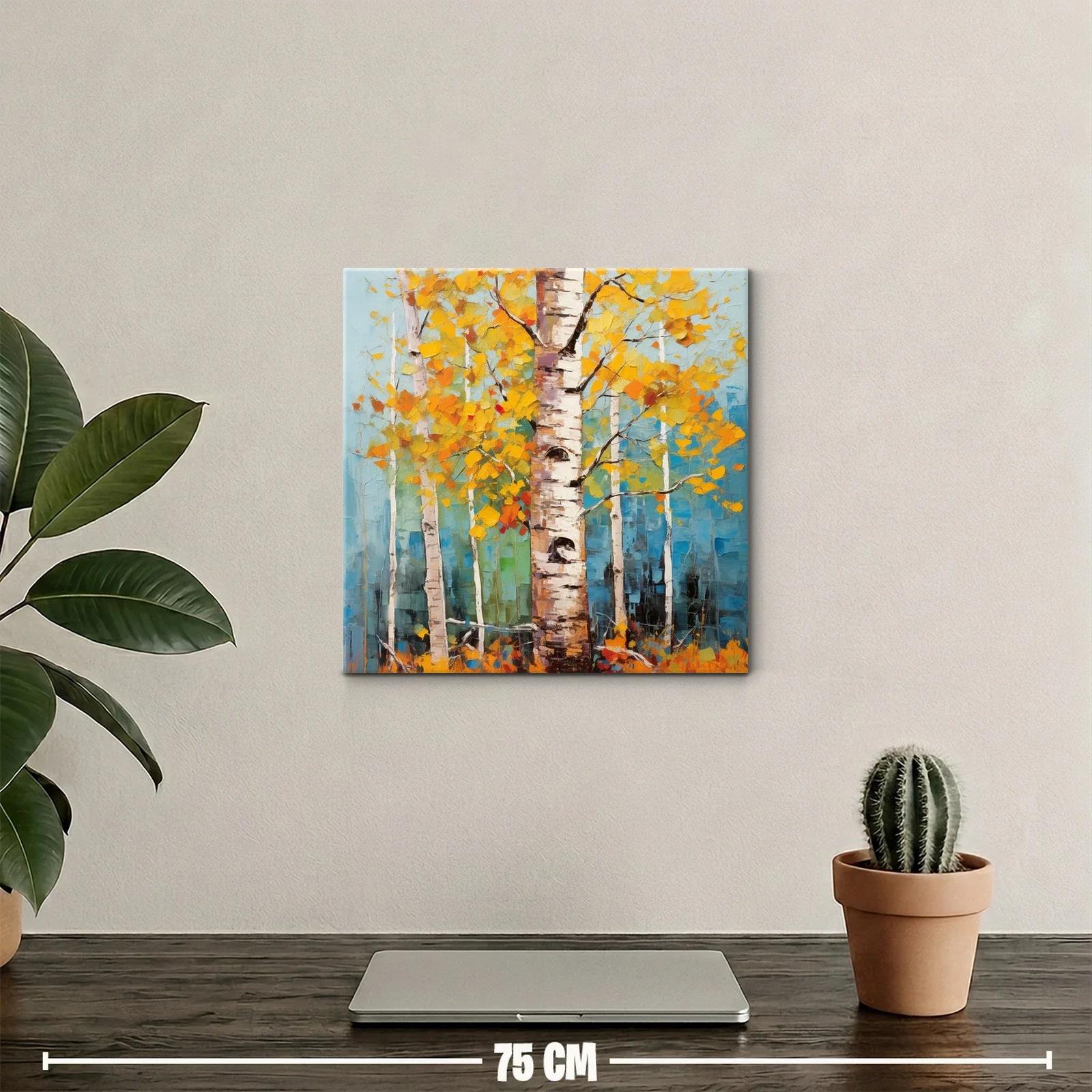 Bosque de abedules con hojas amarillas vibrantes — miniatura 2