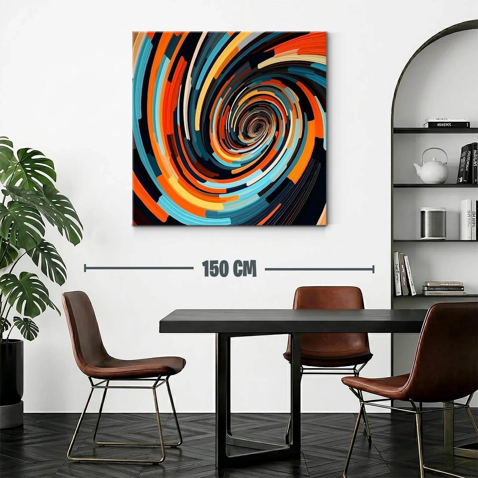 Cuadro abstracto en espiral con vibrantes tonos cálidos y fríos — miniatura 2