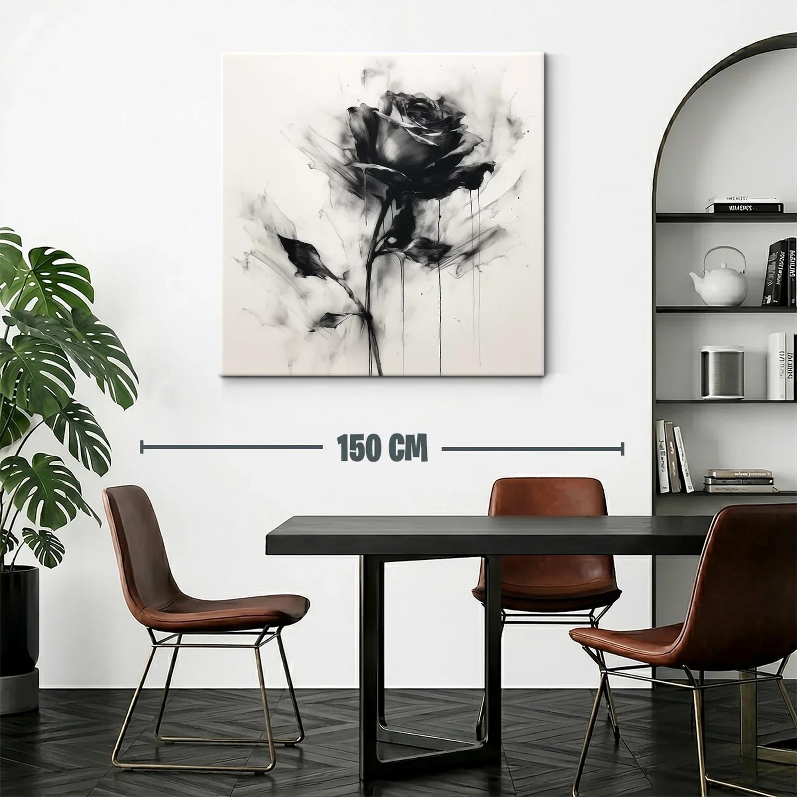 Rosa en blanco y negro con efecto acuarela y trazos fluidos — miniatura 2