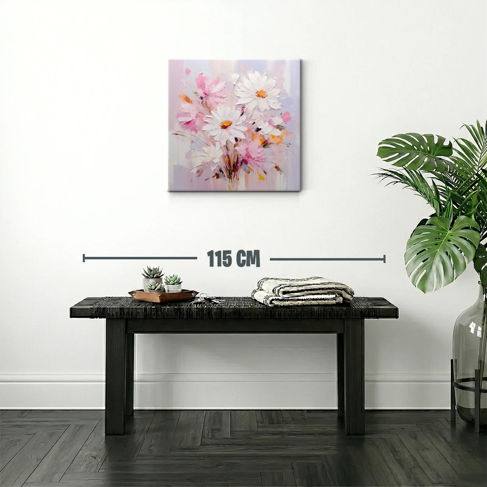 Cuadro floral con margaritas en tonos suaves y delicados — miniatura 2