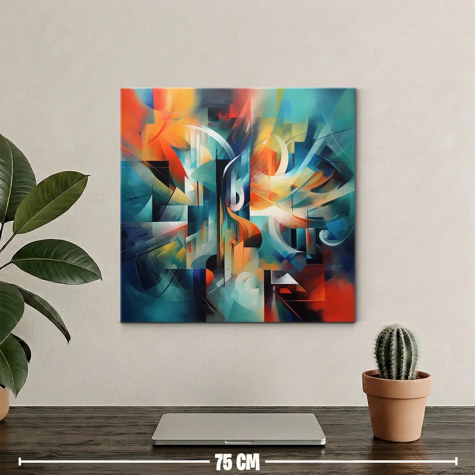 Cuadro abstracto con vibrantes tonos cálidos y fríos — miniatura 2