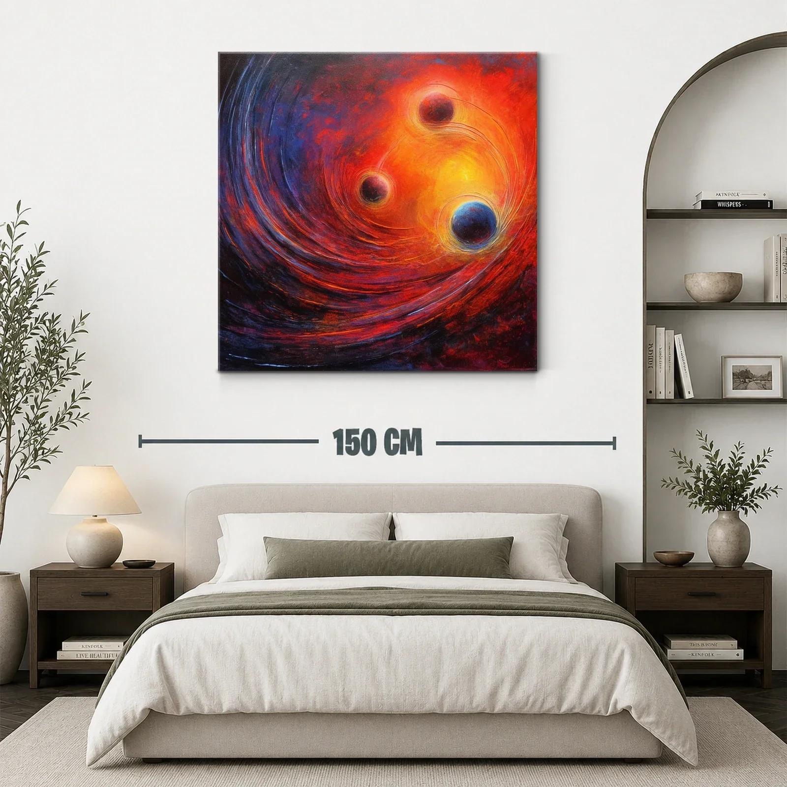Cuadro abstracto con esferas y energía cósmica brillante — miniatura 3
