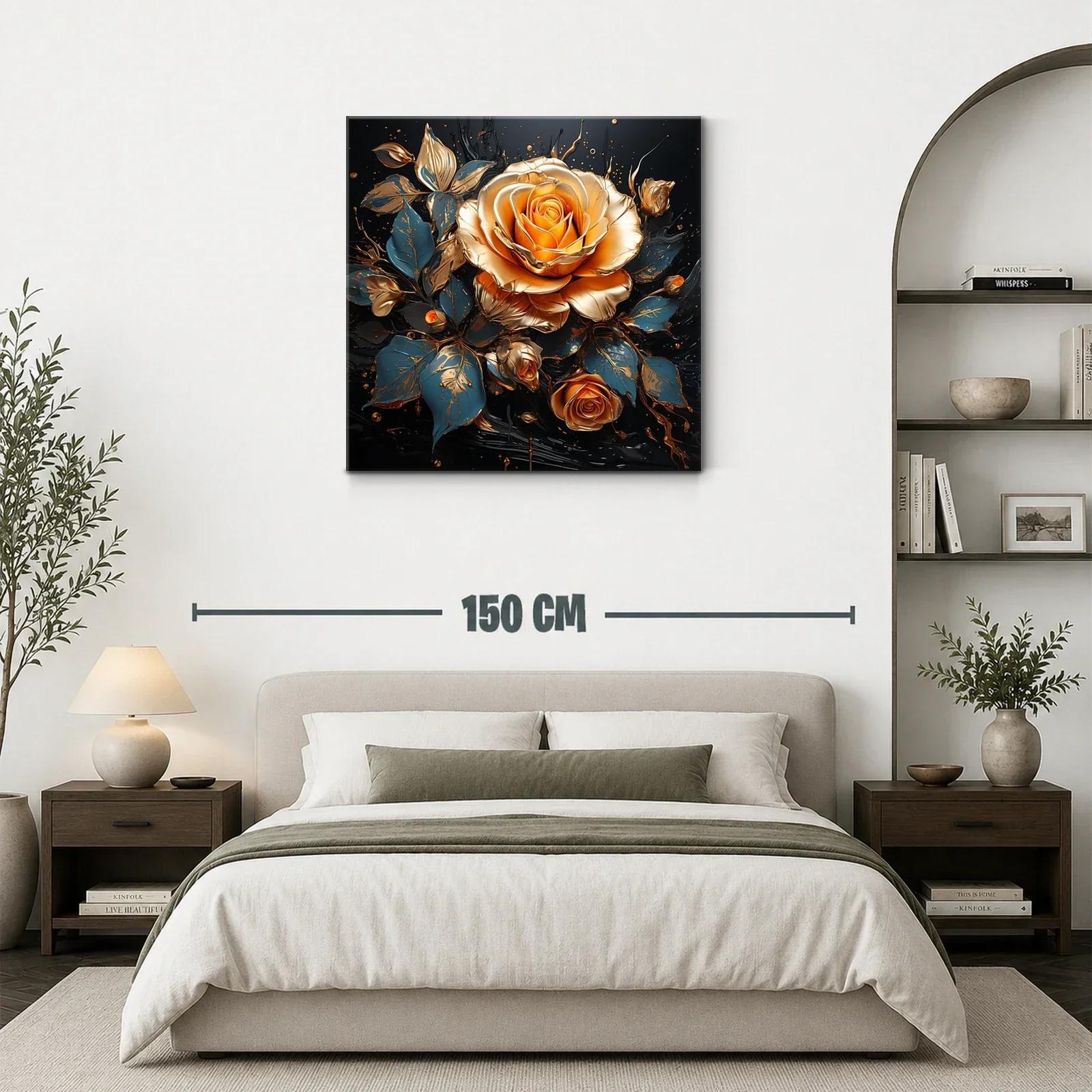 Rosas doradas y azul oscuro en composición elegante y vibrante — miniatura 3