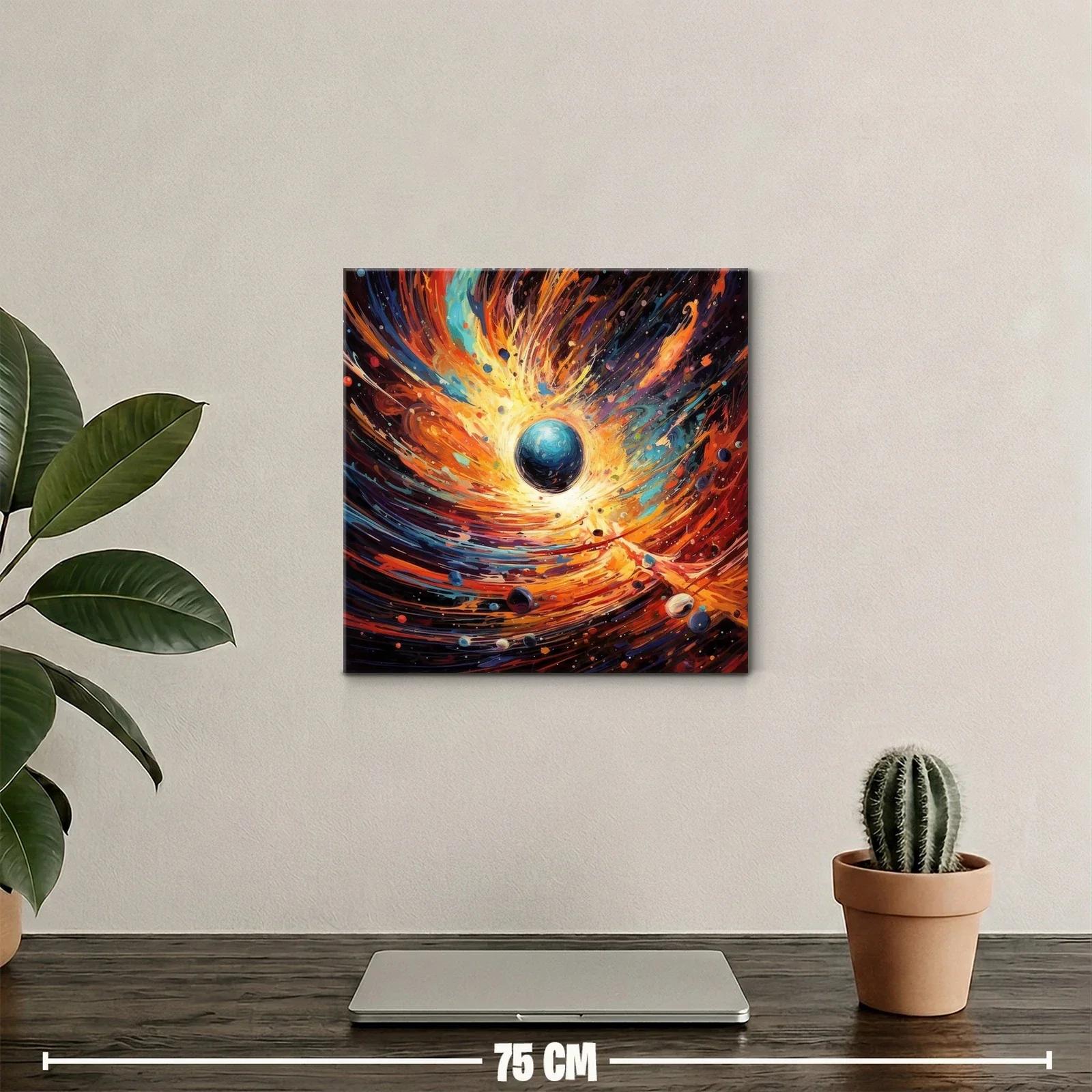 Explosión cósmica con planeta azul y remolinos de luz — miniatura 2