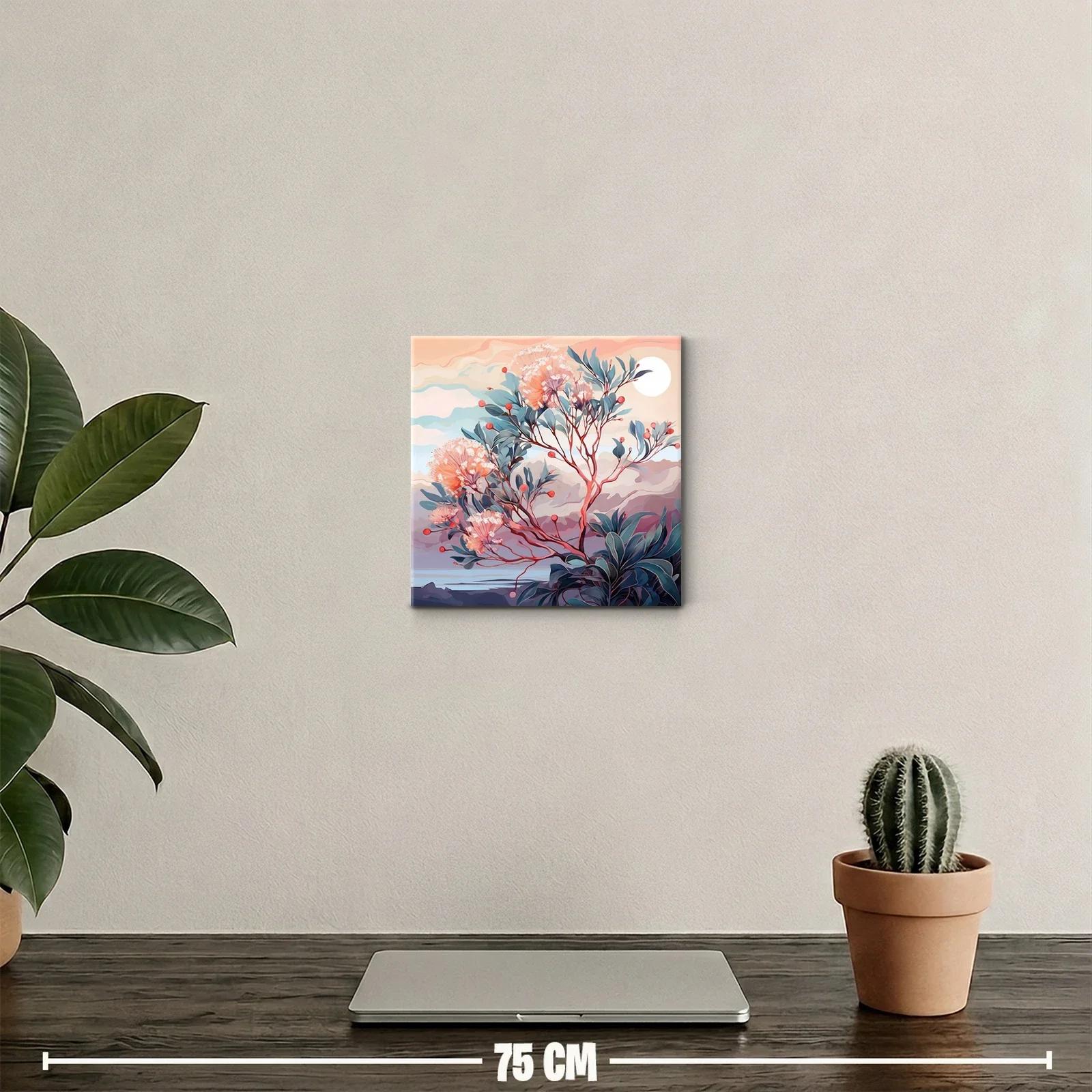 Cuadro decorativo con ramo floral en tonos suaves y cálidos — miniatura 2