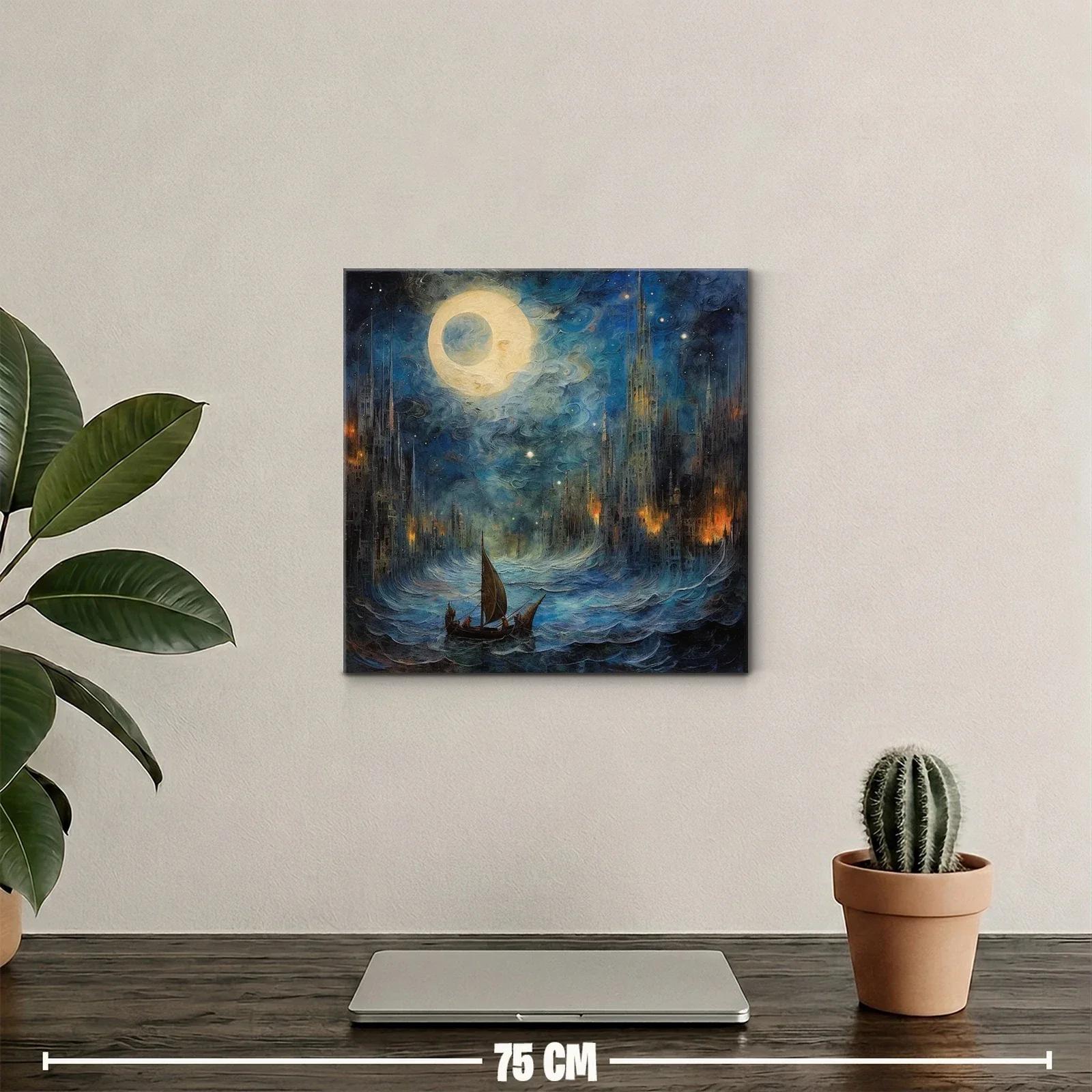 Navegando bajo la luna en ciudad de fantasía nocturna — miniatura 2