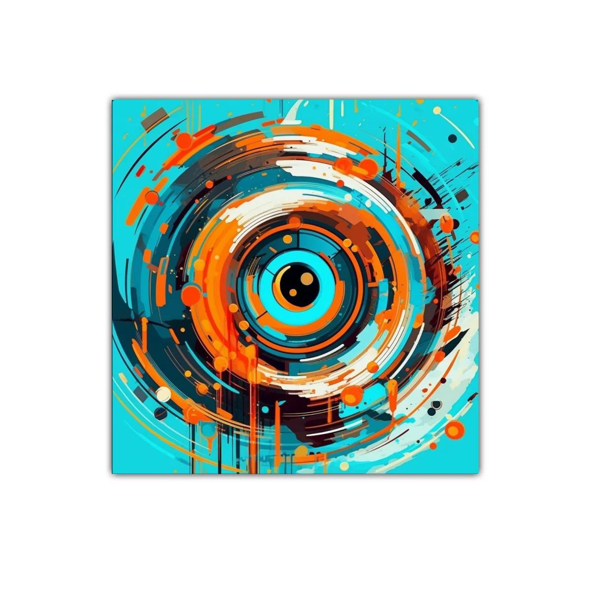 Cuadro abstracto con espiral dinámica en tonos azul y naranja — imagen principal