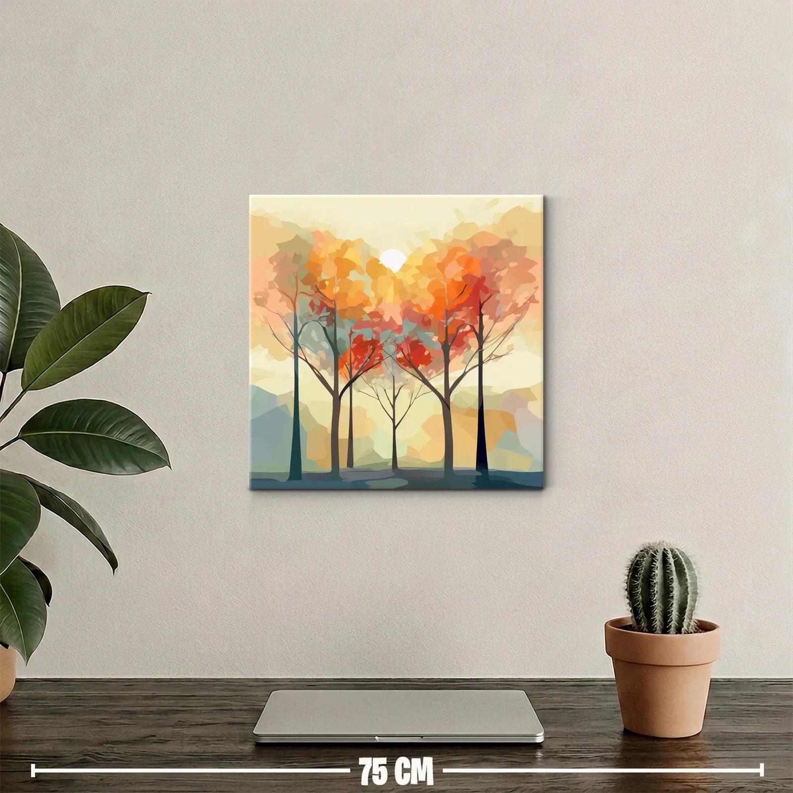 Bosque abstracto con tonos cálidos de otoño — miniatura 2