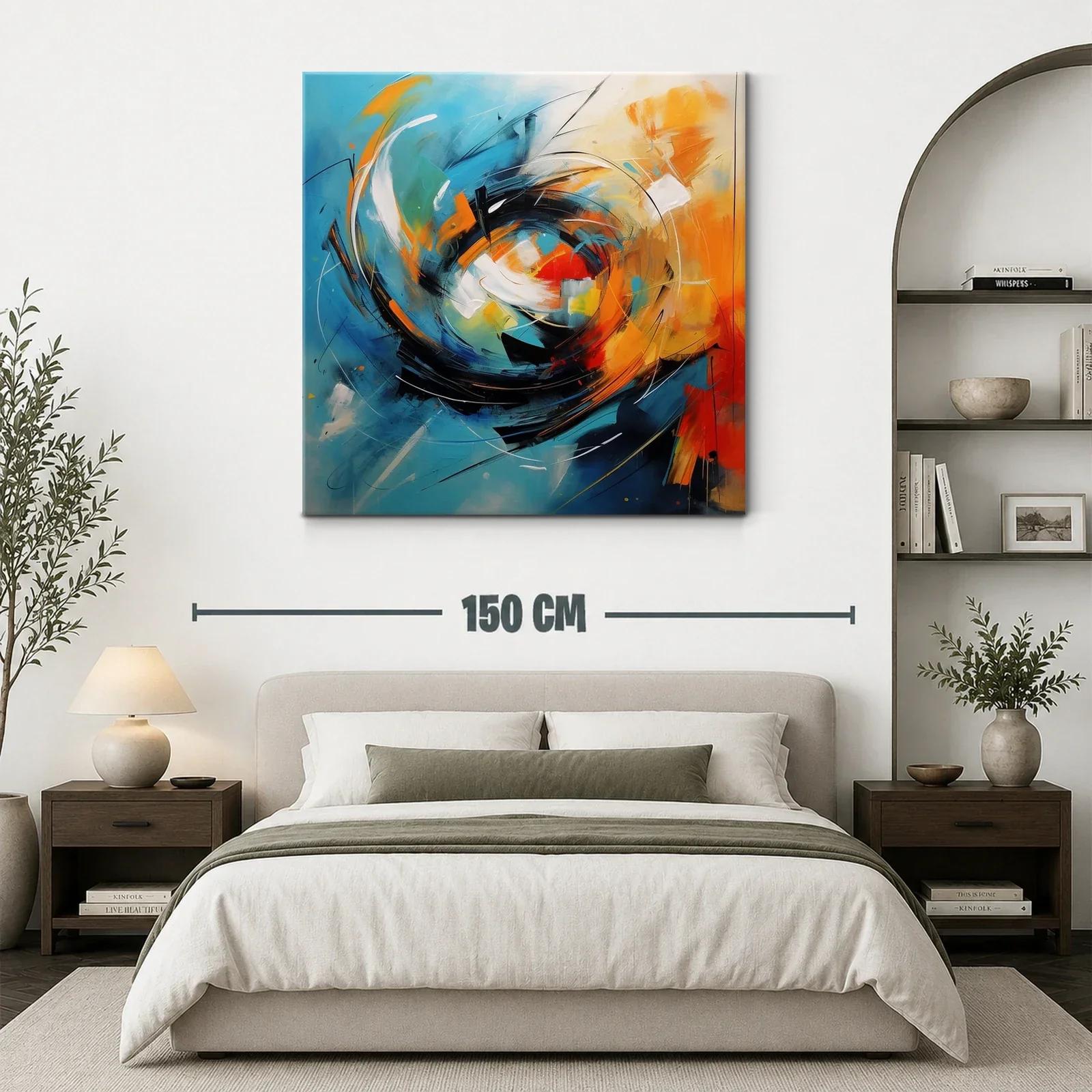 Cuadro abstracto con vibrantes tonos azules y naranjas — miniatura 3