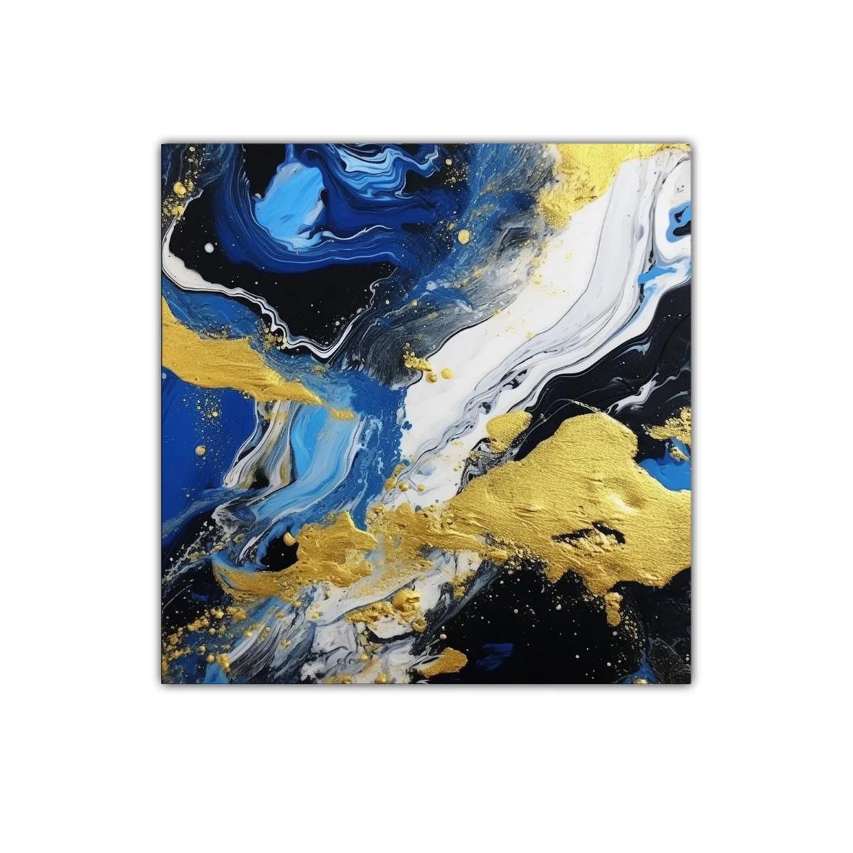 Abstracto vibrante en azul negro y dorado elegante — miniatura 1