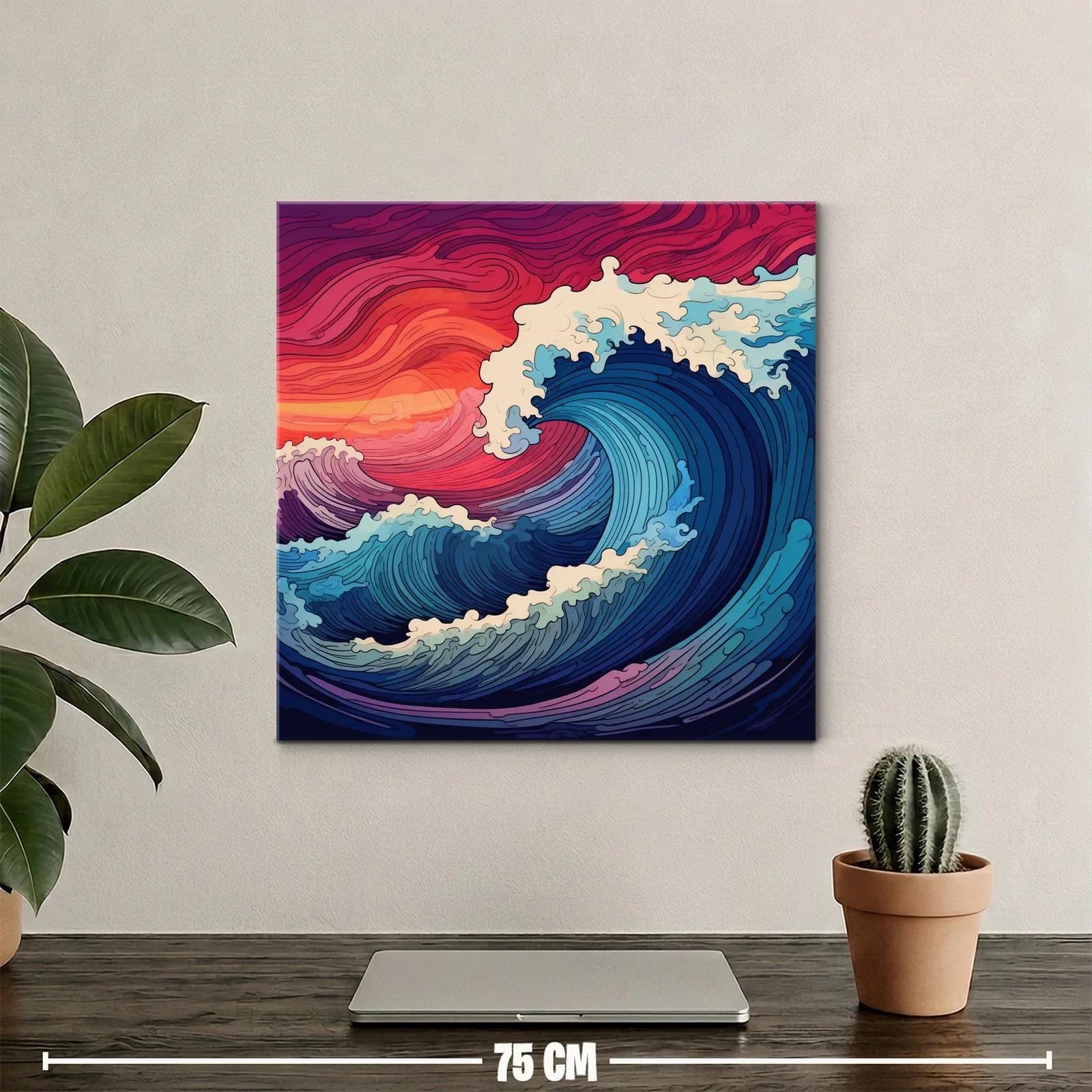 Olas dinámicas en atardecer vibrante y mar profundo — miniatura 2