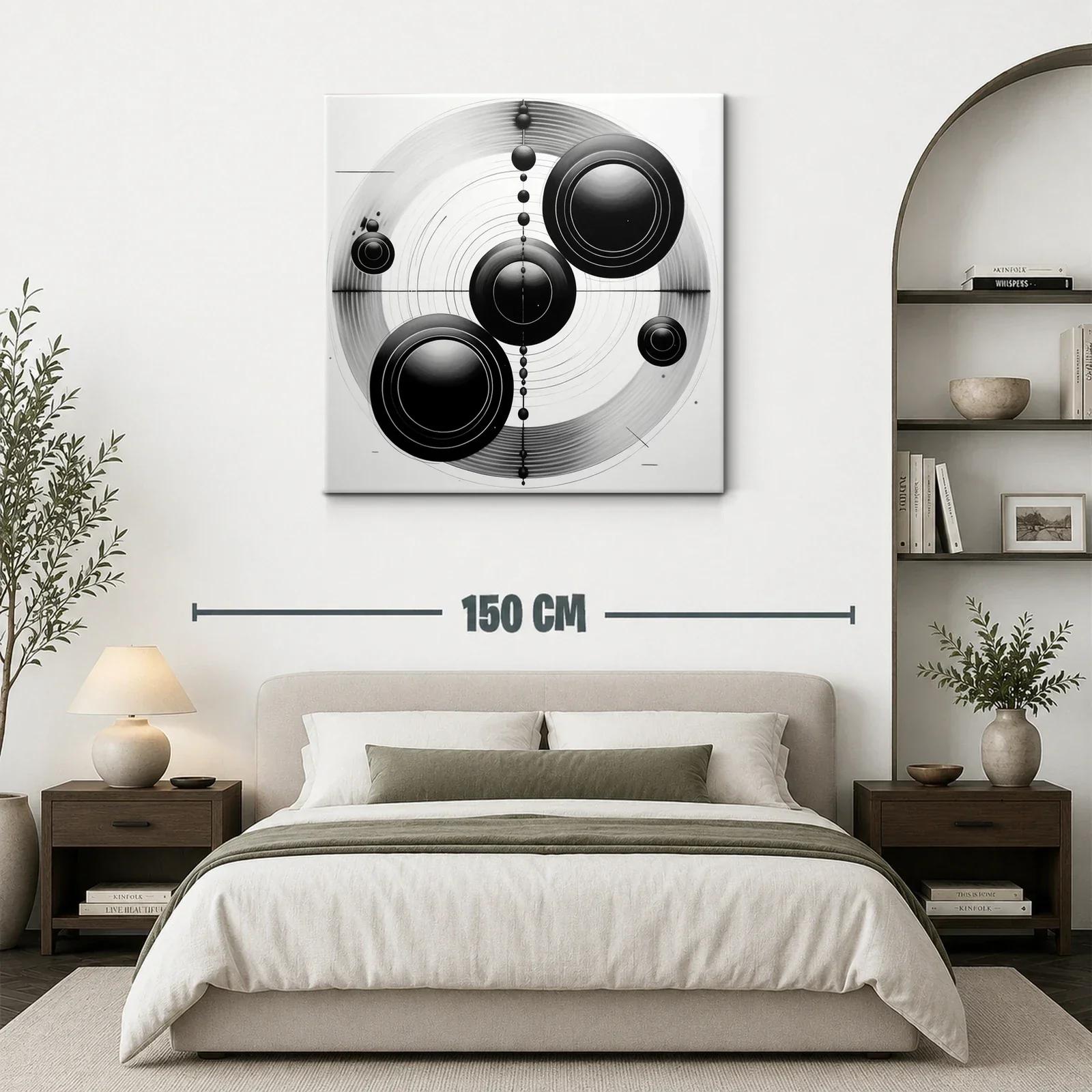 Cuadro monocromático con diseño geométrico circular moderno — miniatura 3