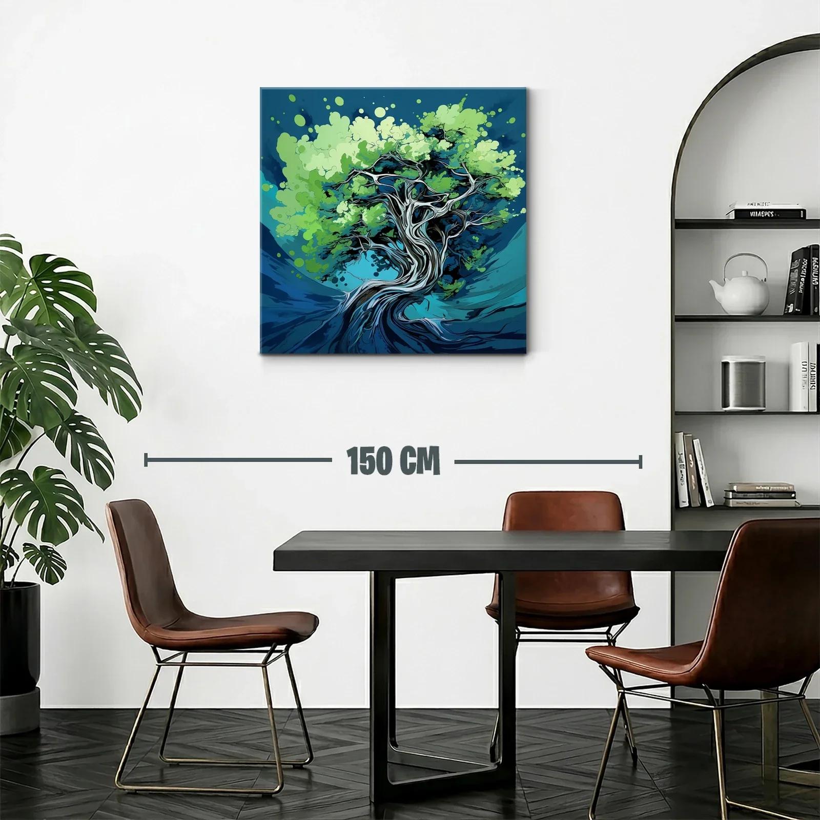 Árbol abstracto con ramas entrelazadas y hojas verdes — miniatura 2