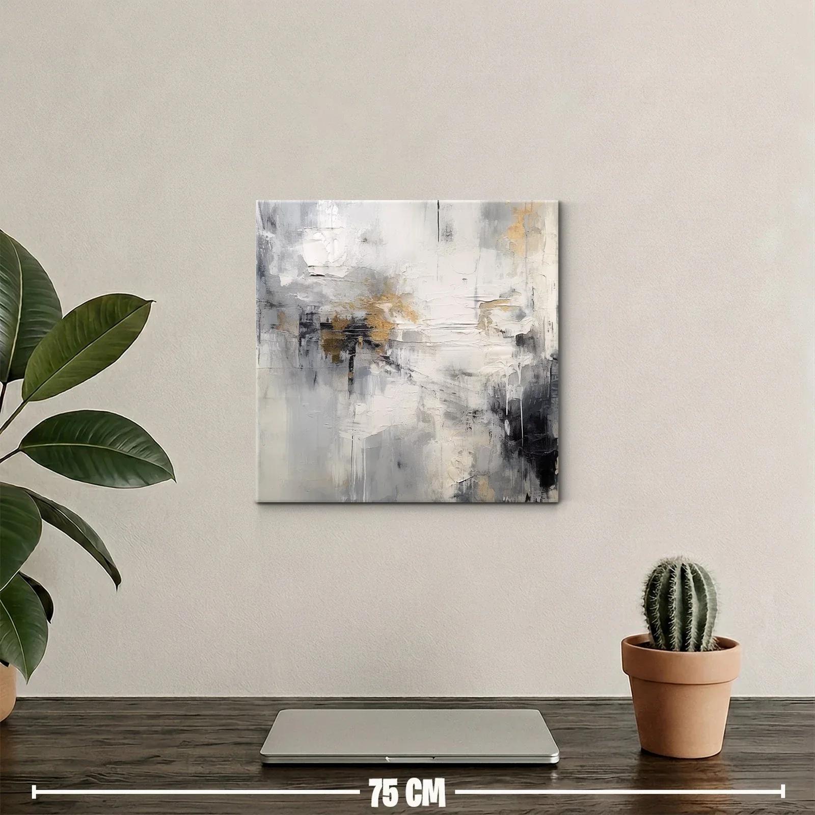 Composición abstracta en tonos grises y dorados — miniatura 2