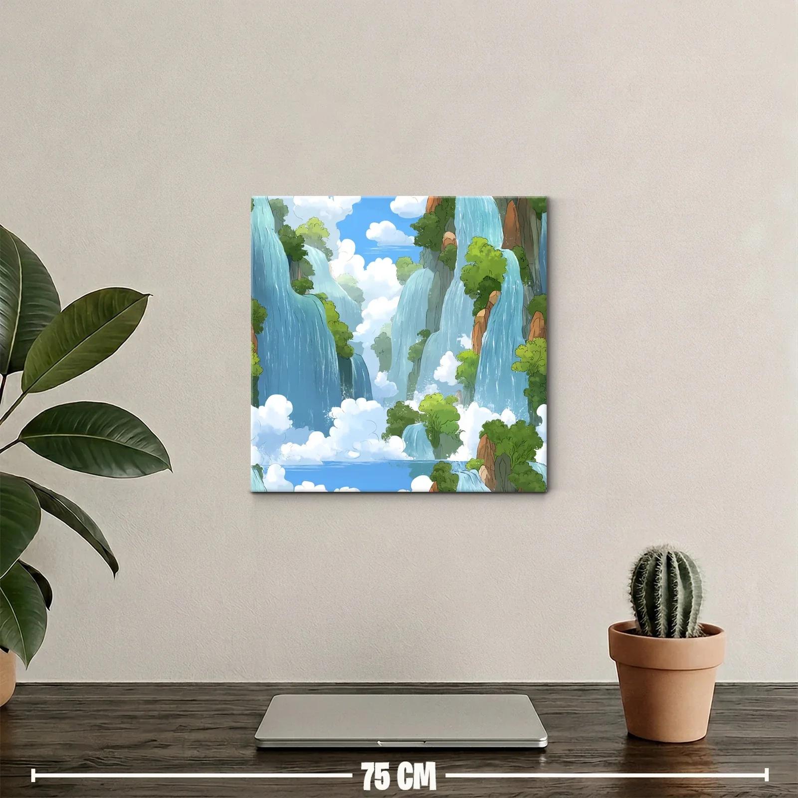 Paisaje de cascadas entre nubes y vegetación frondosa — miniatura 2