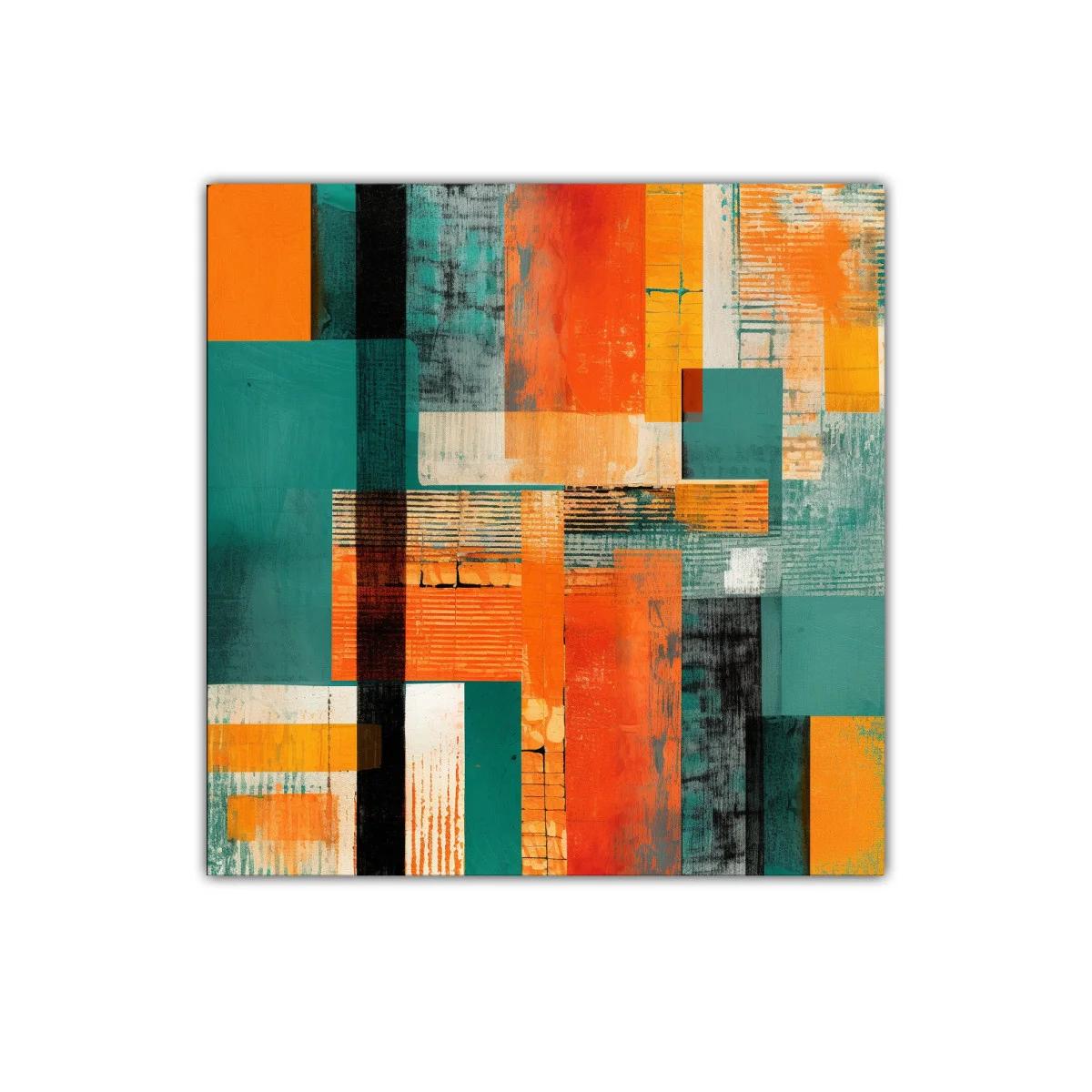Composición abstracta con bloques en tonos cálidos y fríos — miniatura 1