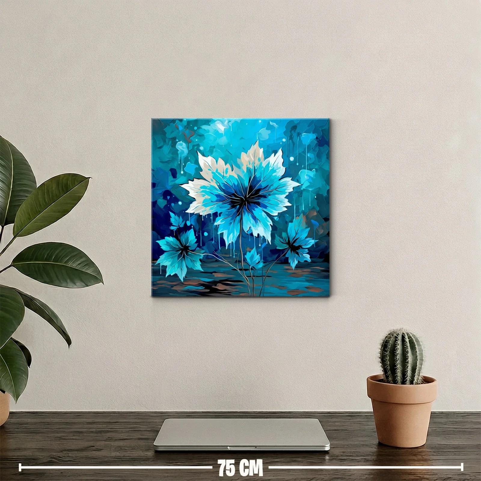 Cuadro floral en tonos azules para espacios modernos — miniatura 2