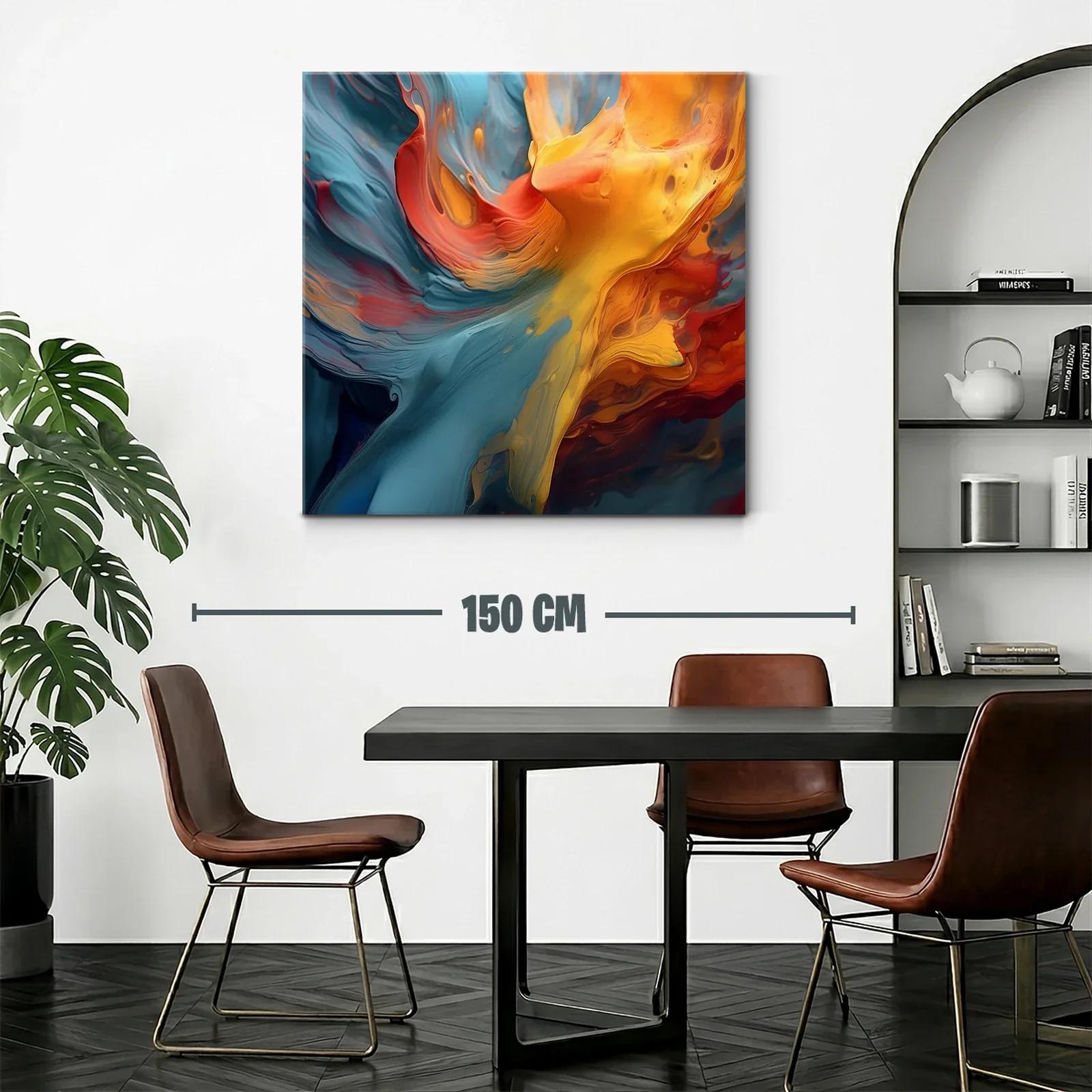 Cuadro abstracto con flujos vibrantes de azules y naranjas — miniatura 2