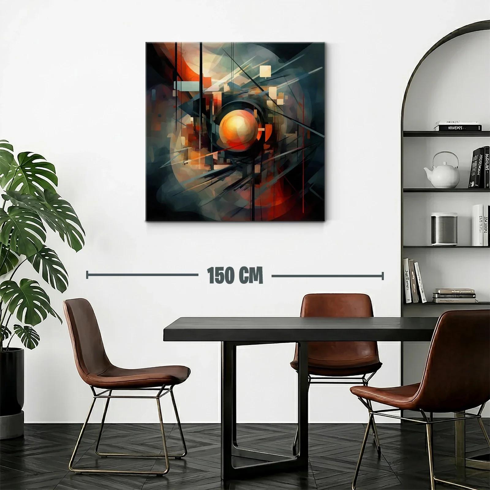 Composición abstracta con esfera central en tonos cálidos — miniatura 2