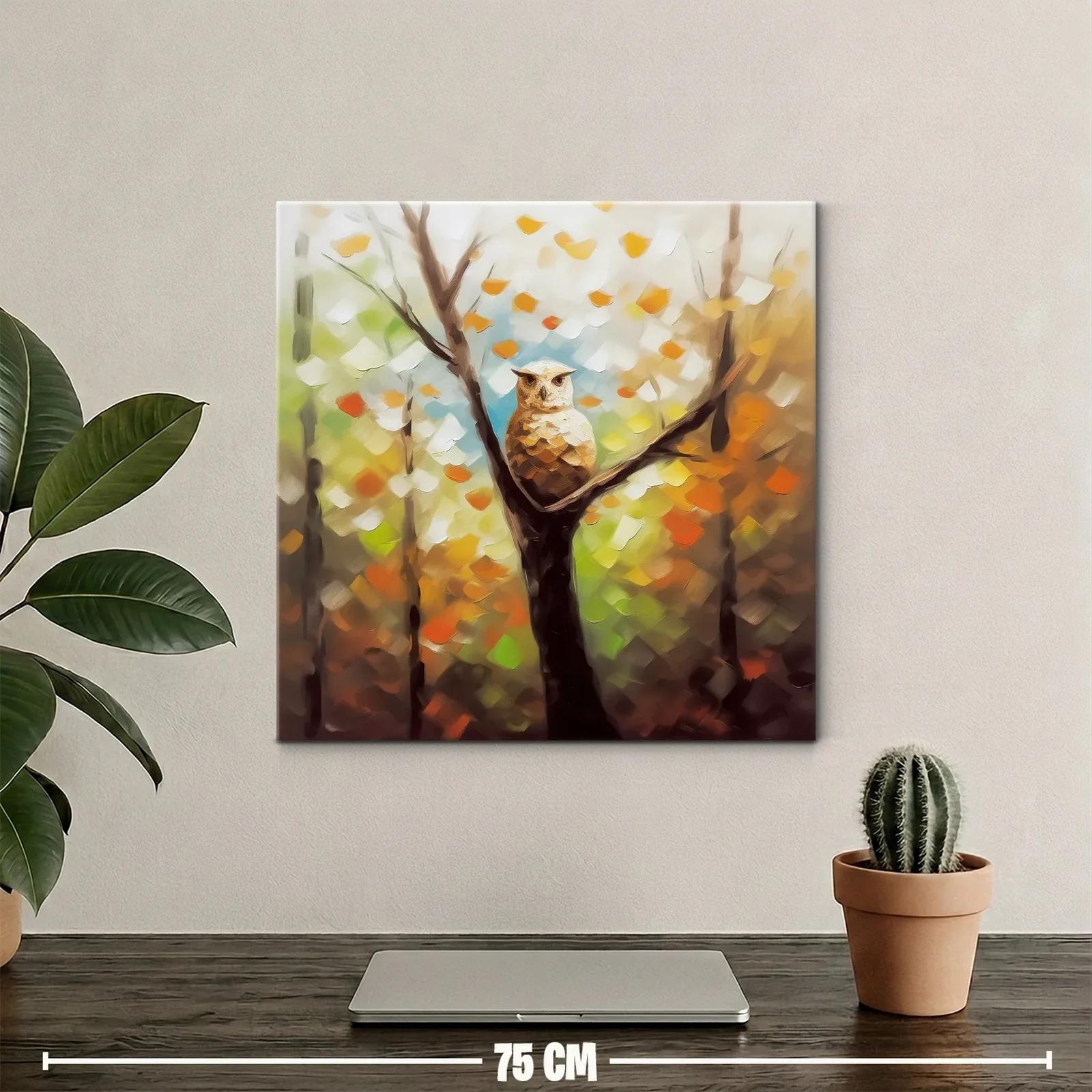 Búho Solitario en Bosque de Otoño — miniatura 2