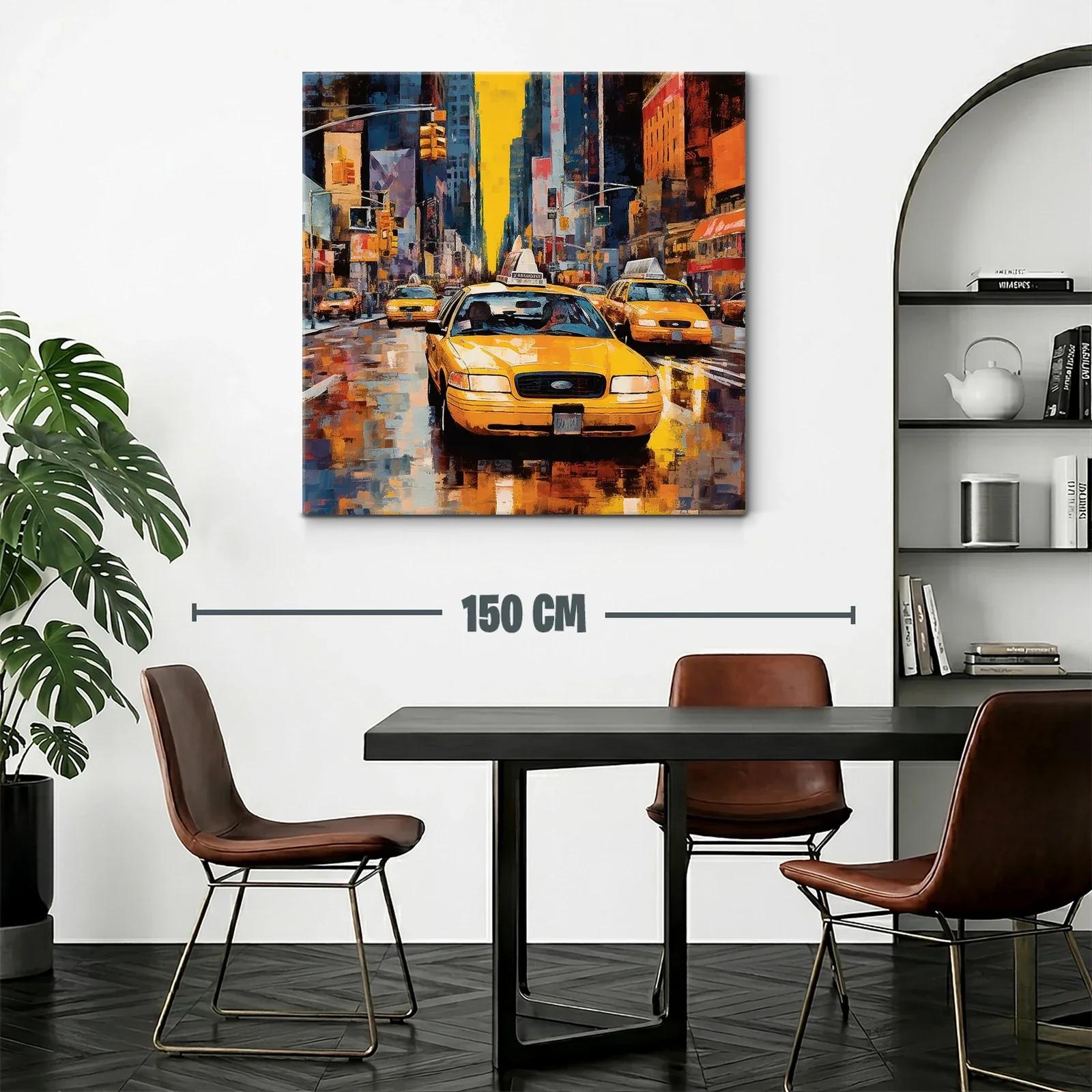 Vibrante escena urbana con taxis amarillos en ciudad — miniatura 2