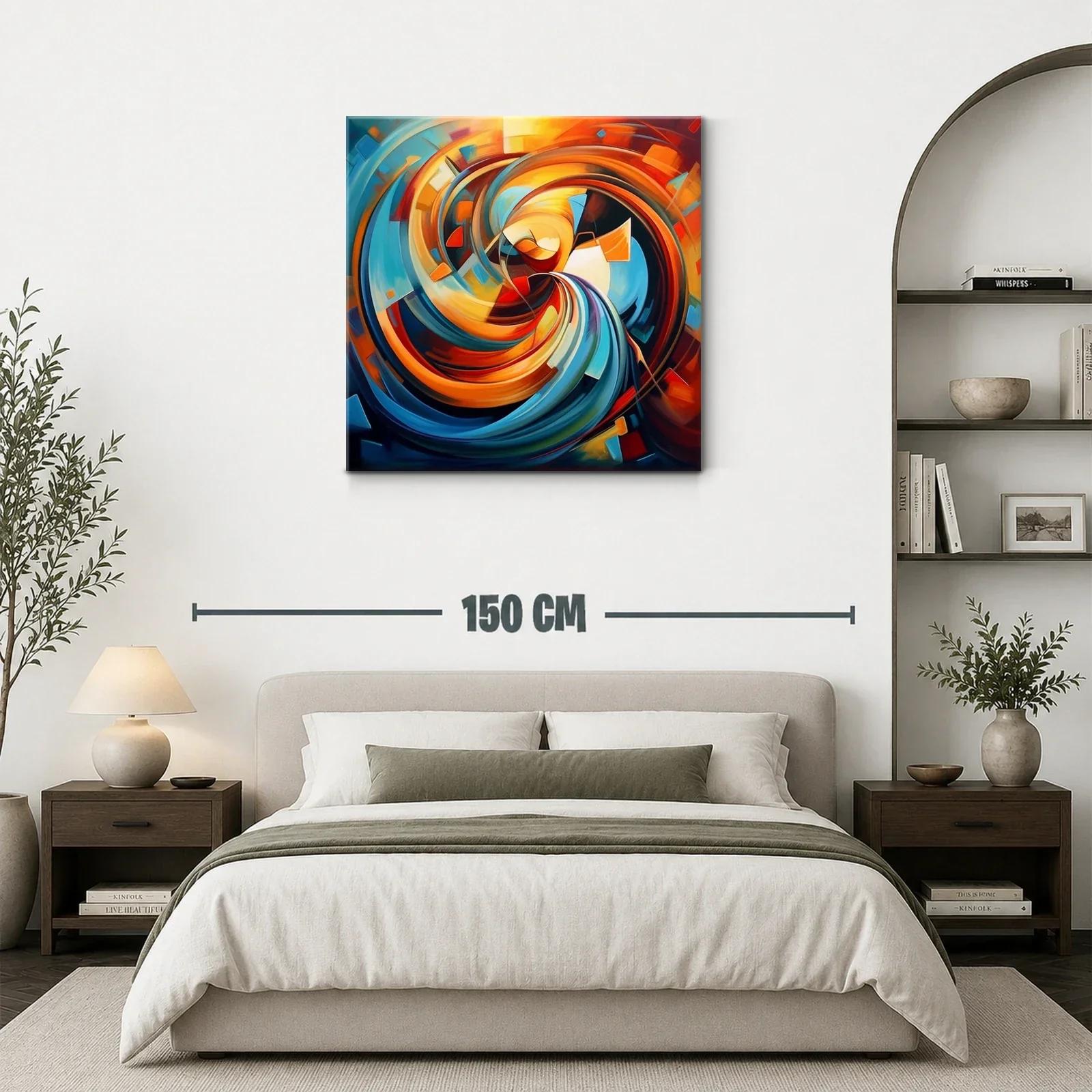 Cuadro abstracto con espirales vibrantes y tonos cálidos — miniatura 3