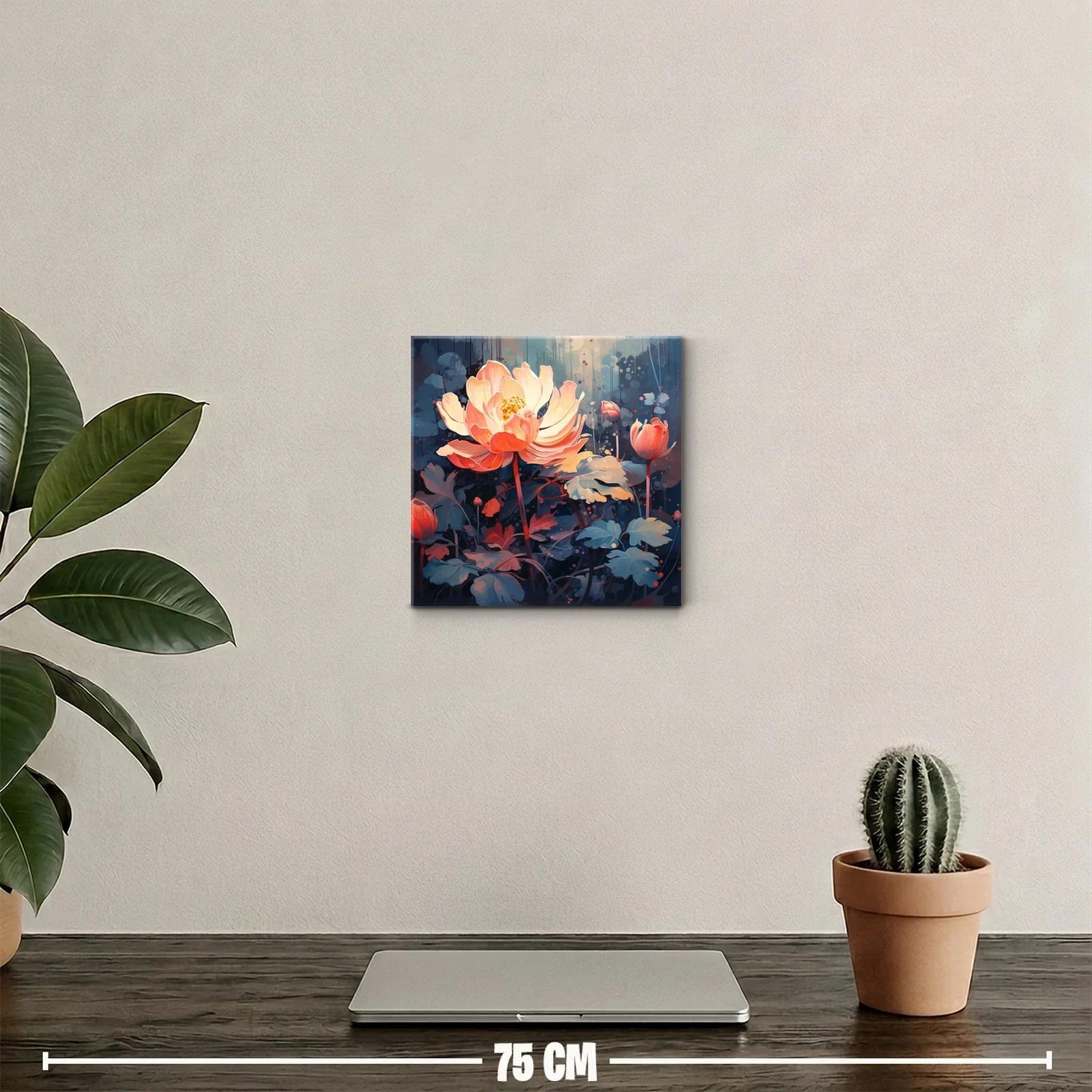 Flor luminosa sobre fondo oscuro con tonos cálidos y fríos — miniatura 2