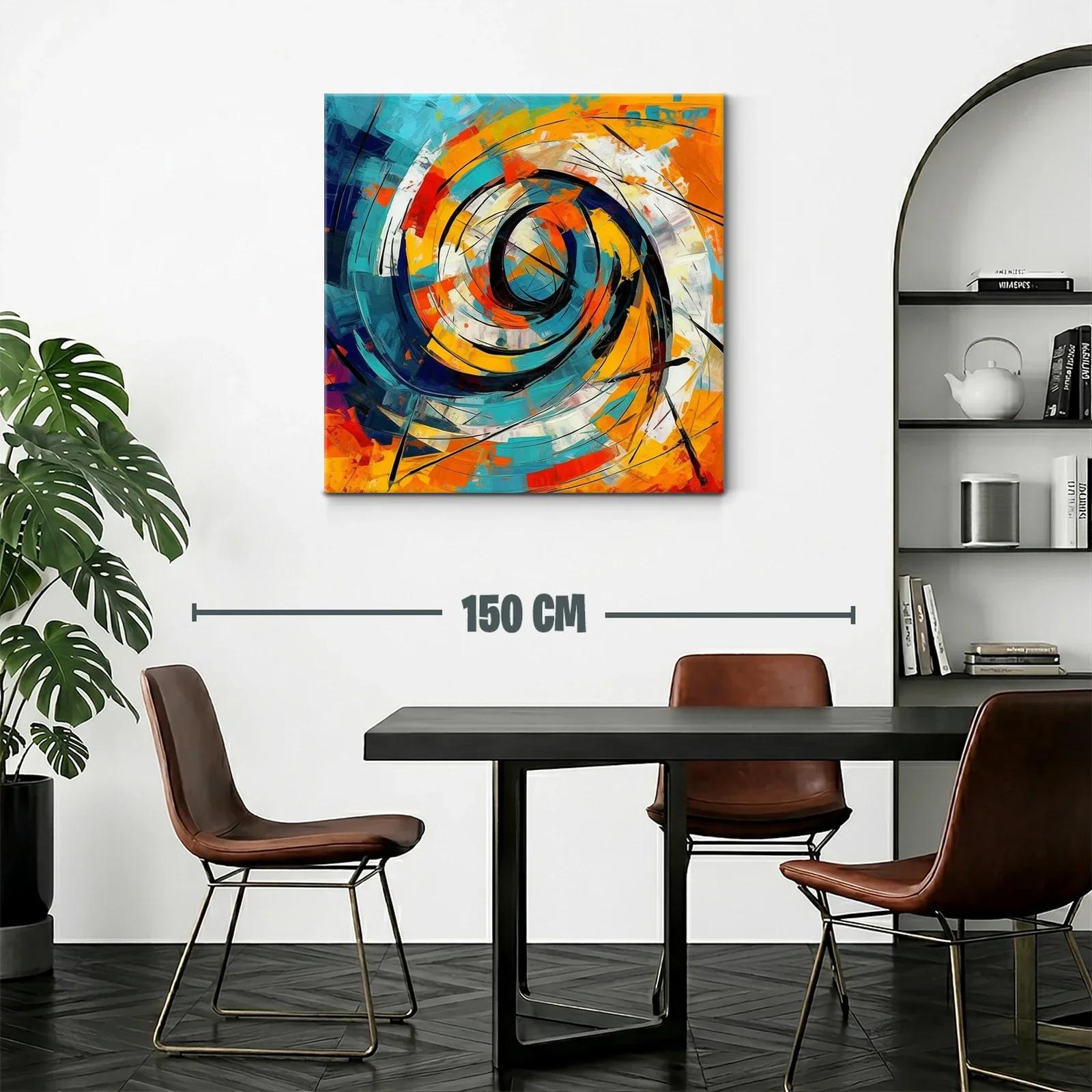 Cuadro abstracto con espiral dinámico y tonos vibrantes — miniatura 2