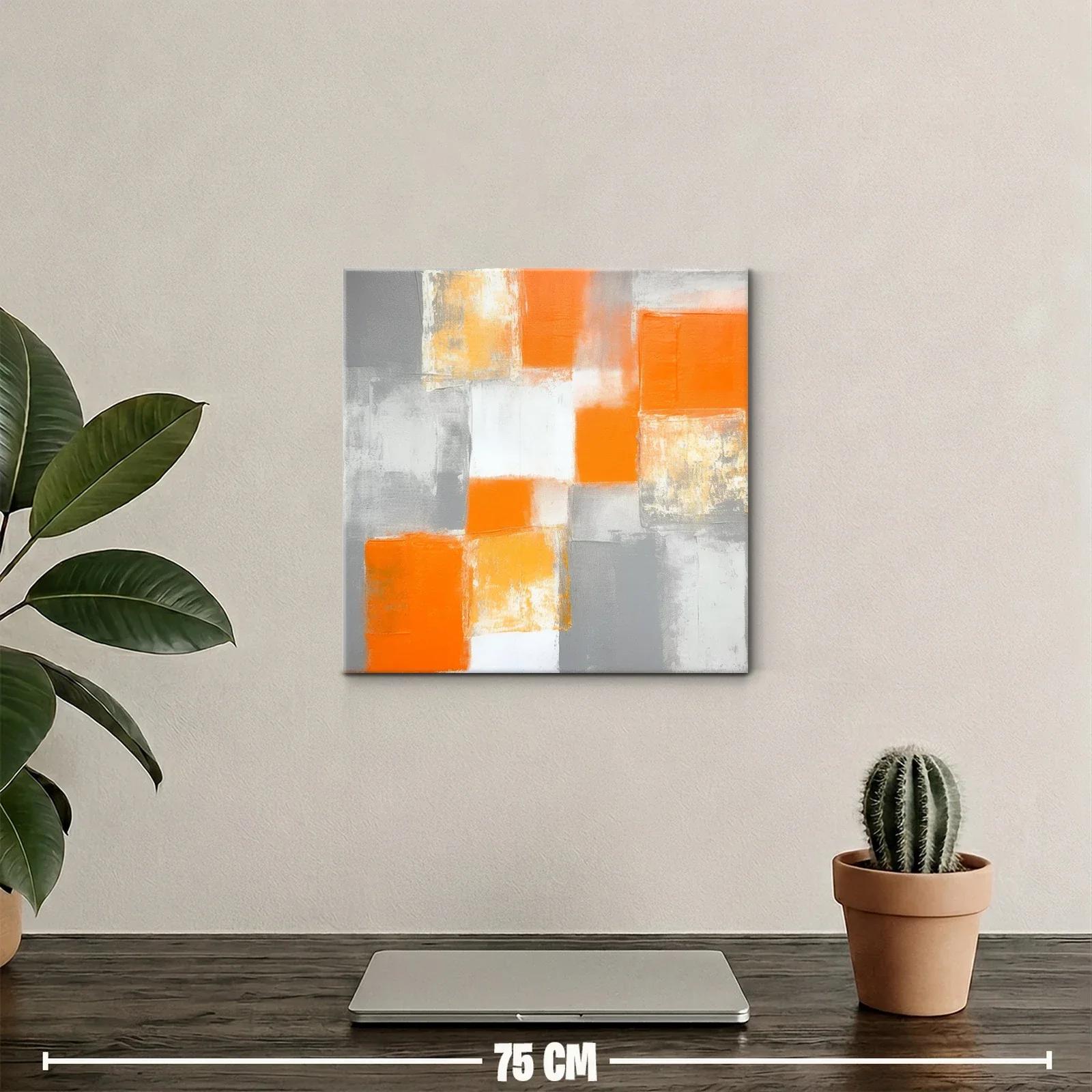 Cuadro abstracto en tonos naranjas y grises modernos — miniatura 2