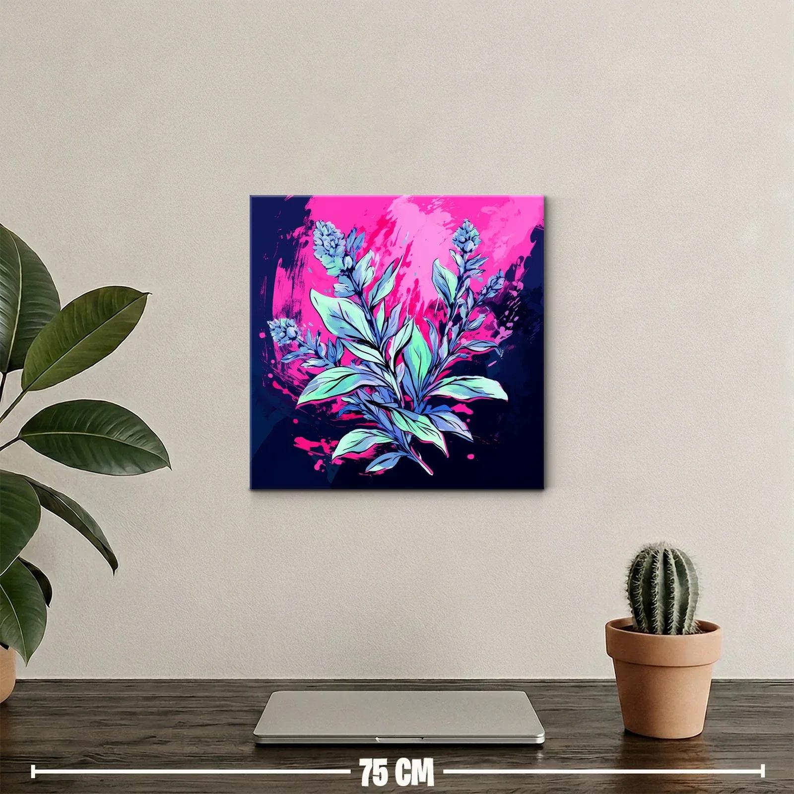 Cuadro floral moderno con tonos vibrantes y contrastes intensos — miniatura 2