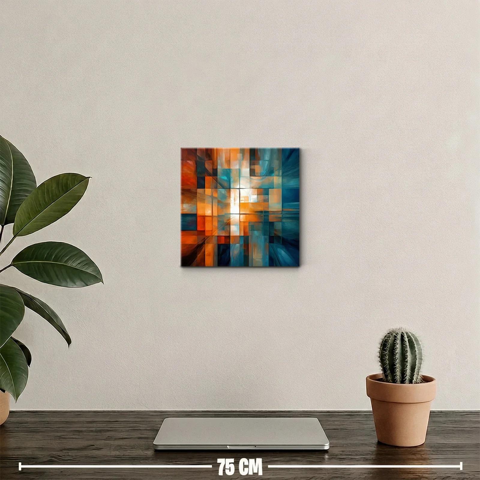 Composición abstracta en tonos cálidos y fríos para espacios modernos — miniatura 2