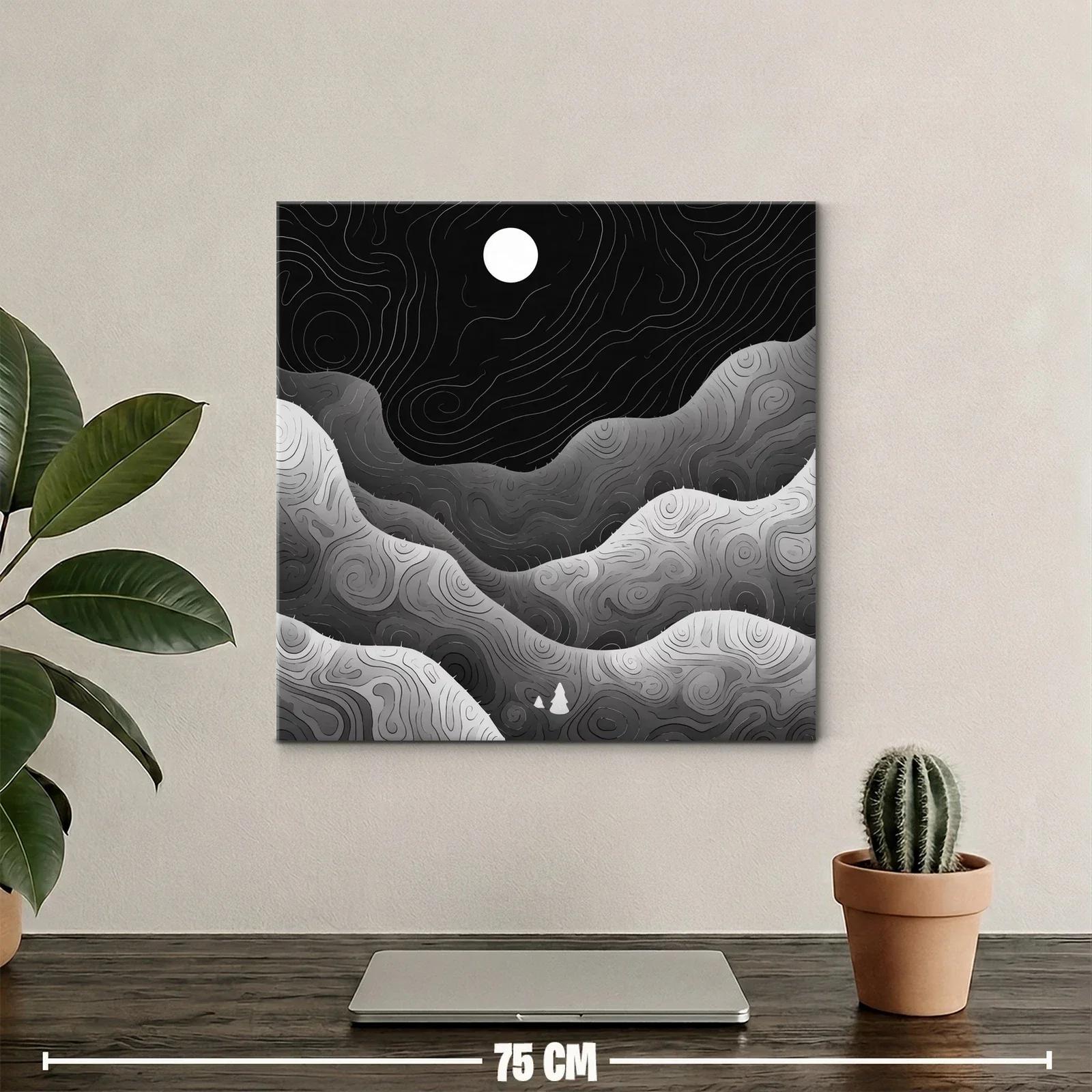 Paisaje nocturno abstracto en tonos grises y negros — miniatura 2