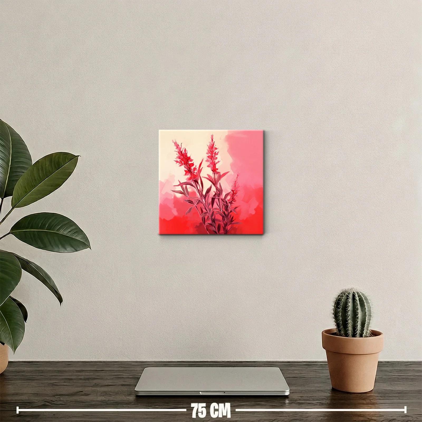 Cuadro decorativo con flores rojas vibrantes y fondo suave — miniatura 2
